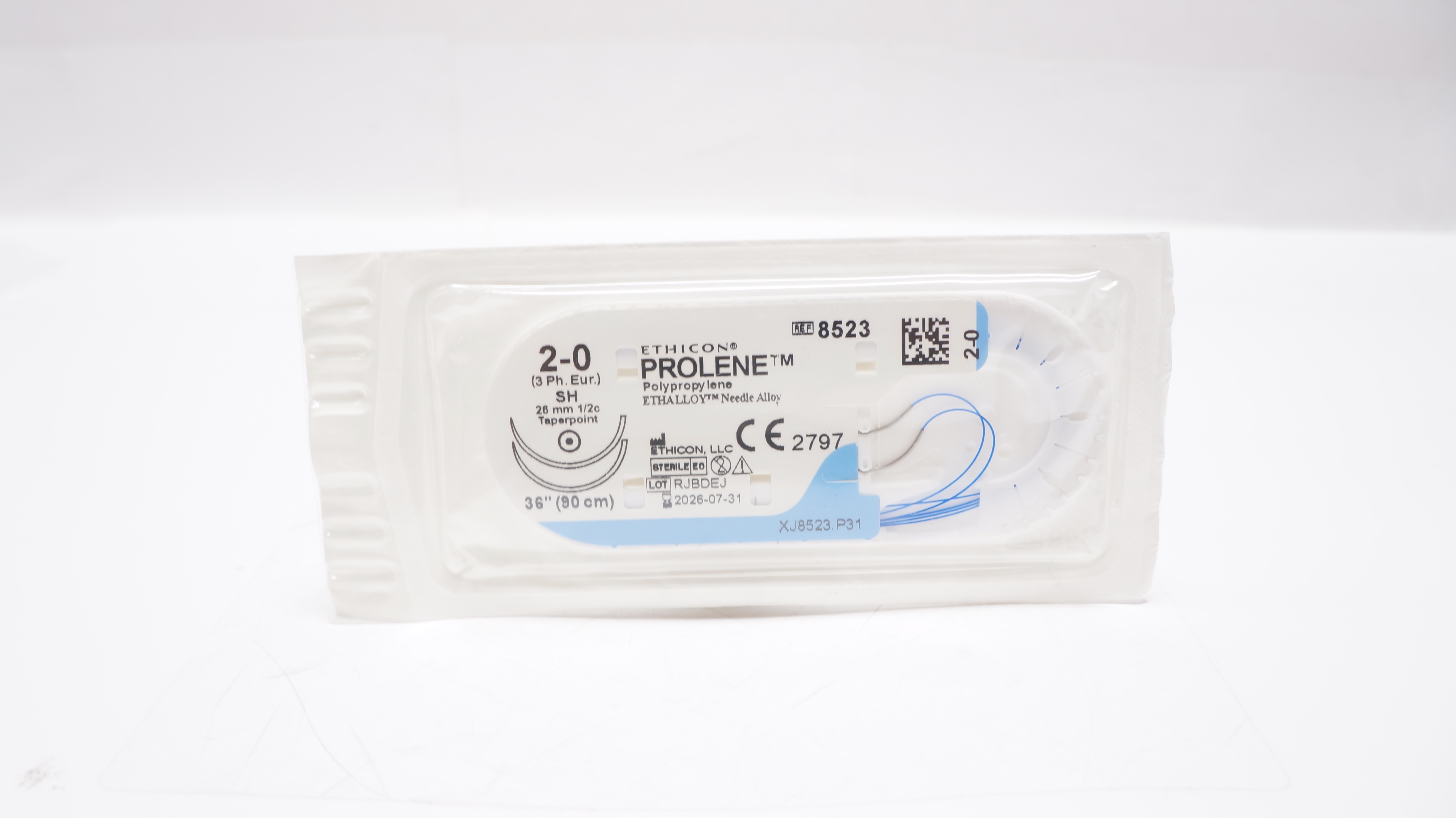 Ethicon 8523 2-0 PROLENE Polypropylene Stre SH 26mm 1/2c Taperpoint, 36inch