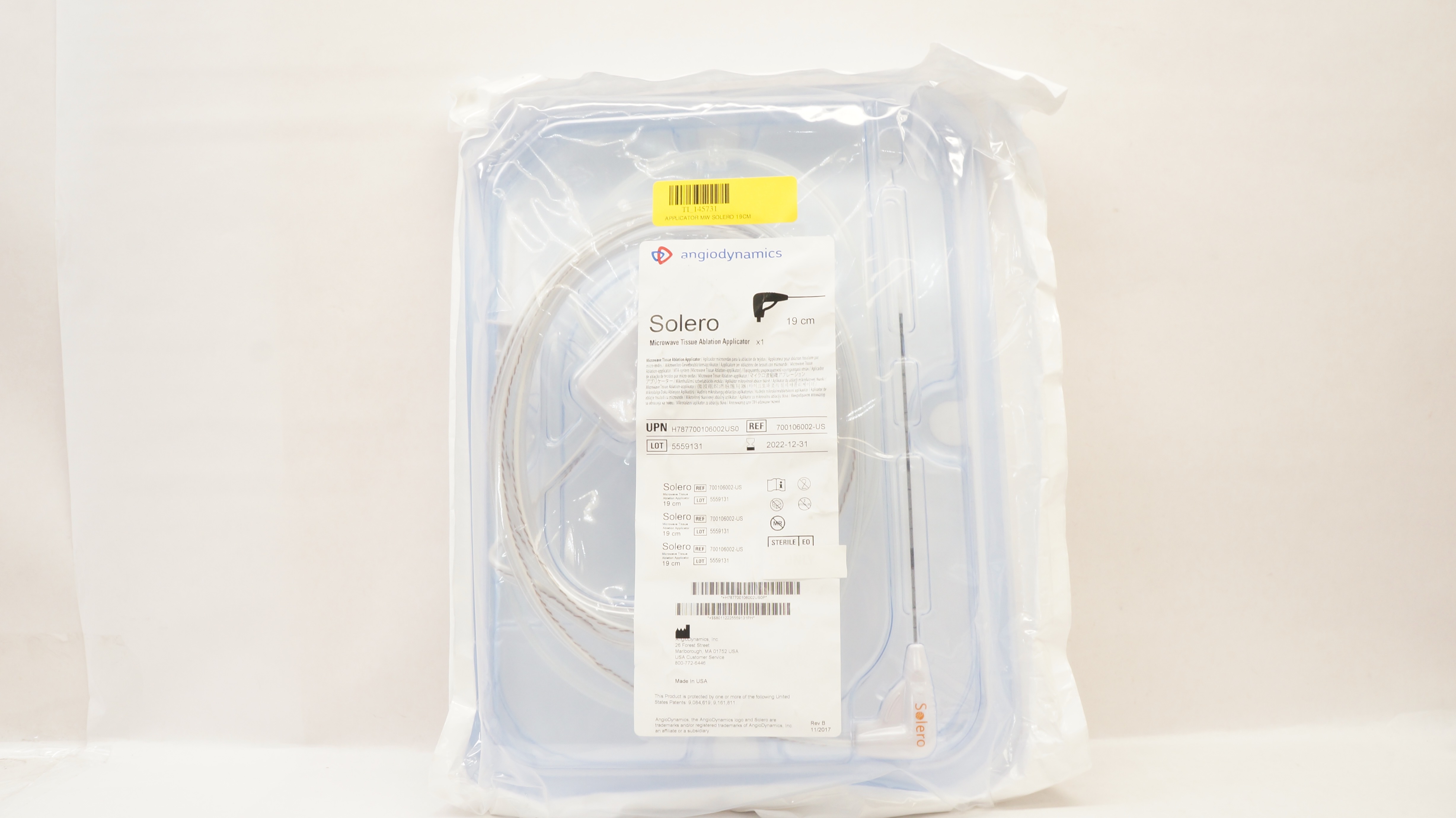 Angiodynamics 700106002-US Solero Microwave Tissue Ablation Applicator 19cm (x)