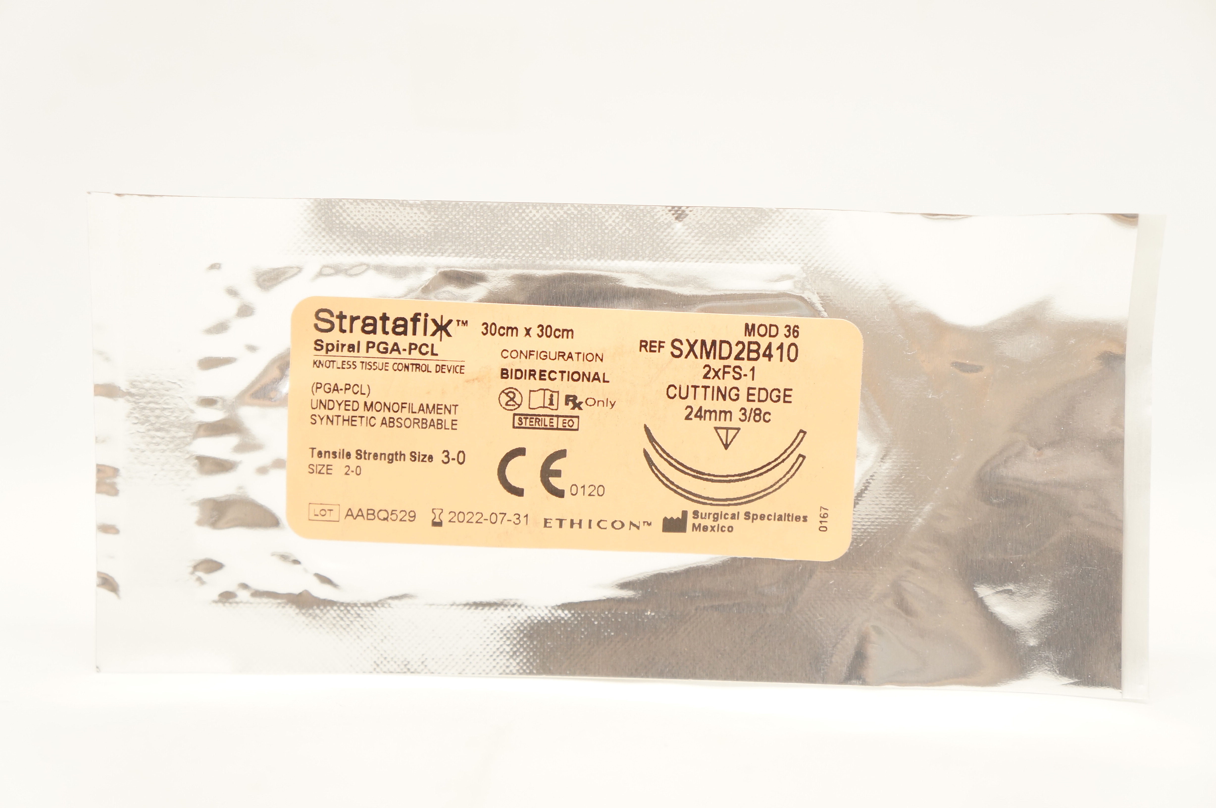 Ethicon SXMD2B410 3-0 Stratafix Stre 2xFS-1 Cutting Edge 24mm 3/8c 30x30cm