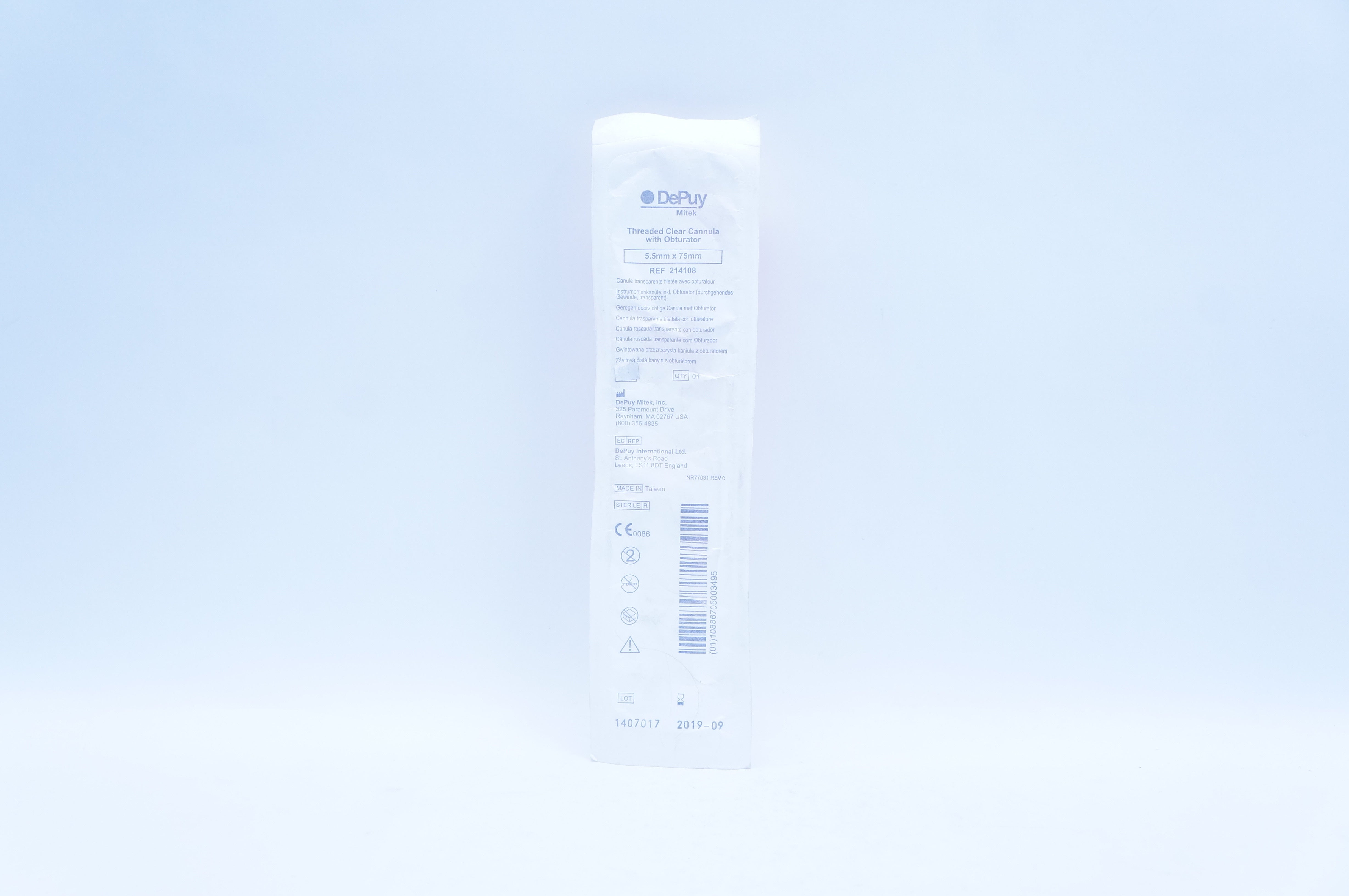 DePuy Mitec 214108 Threaded Clear Cannula with Obturator (x)