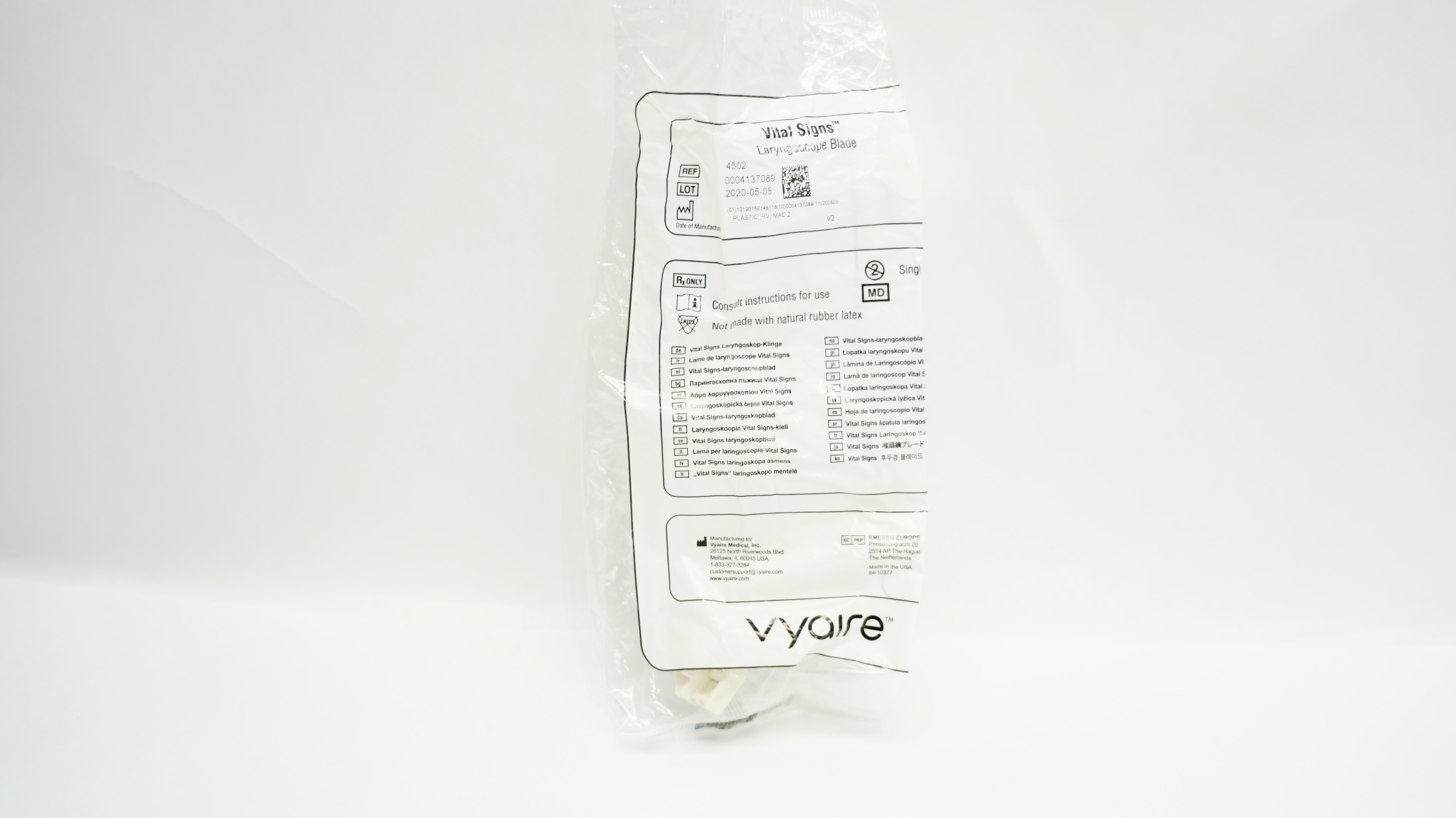 Vyaire 4502 Vital Signs Laryngoscope Blade, MAC 2