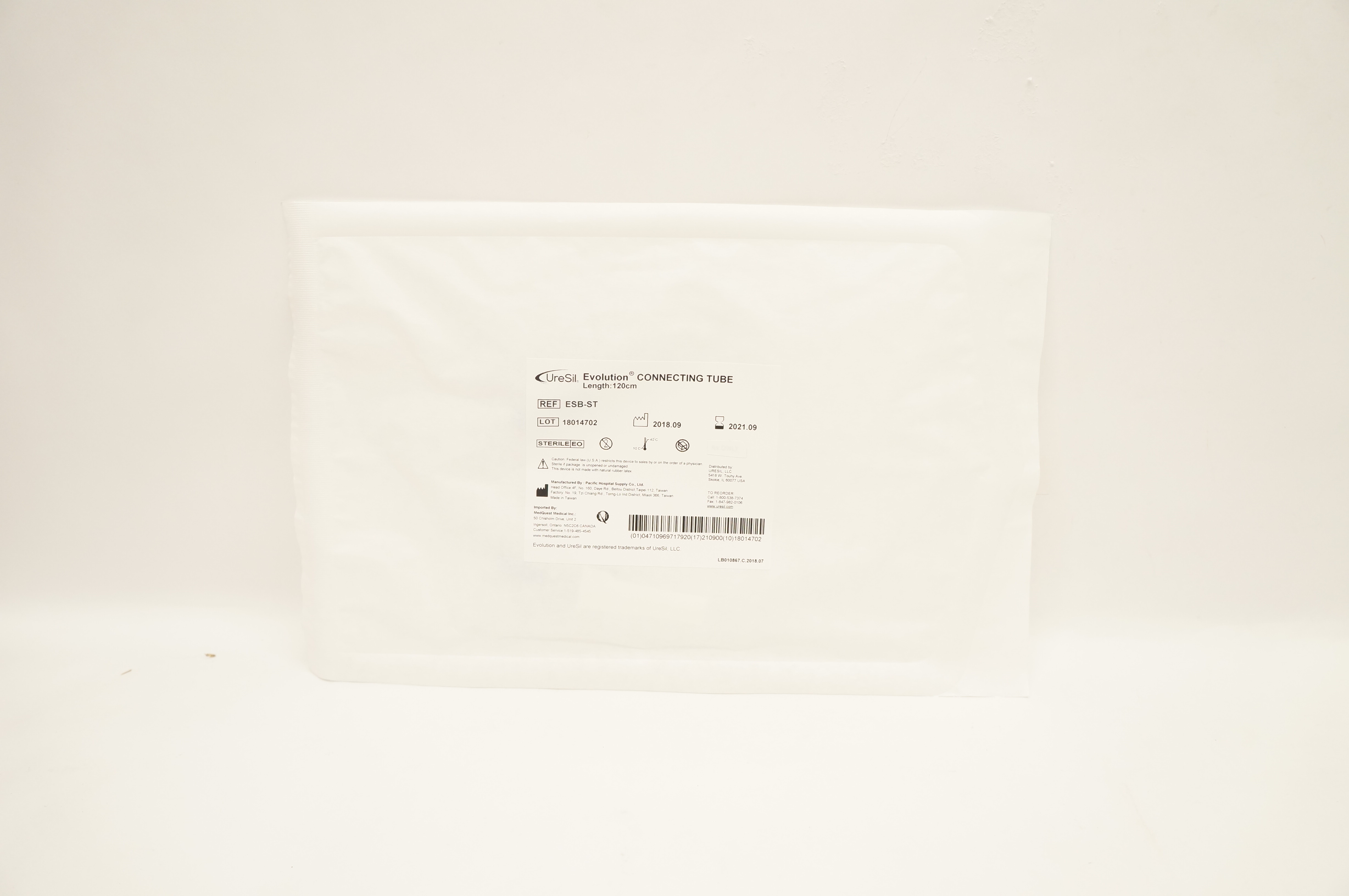 Pacific Hospital Supply ESB-ST UreSil Evolution Connecting Tube, 120cm (x)