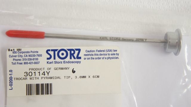 Karl Storz 30114Y Trocar with Pyramidal Tip, 3.8mm x 6cm