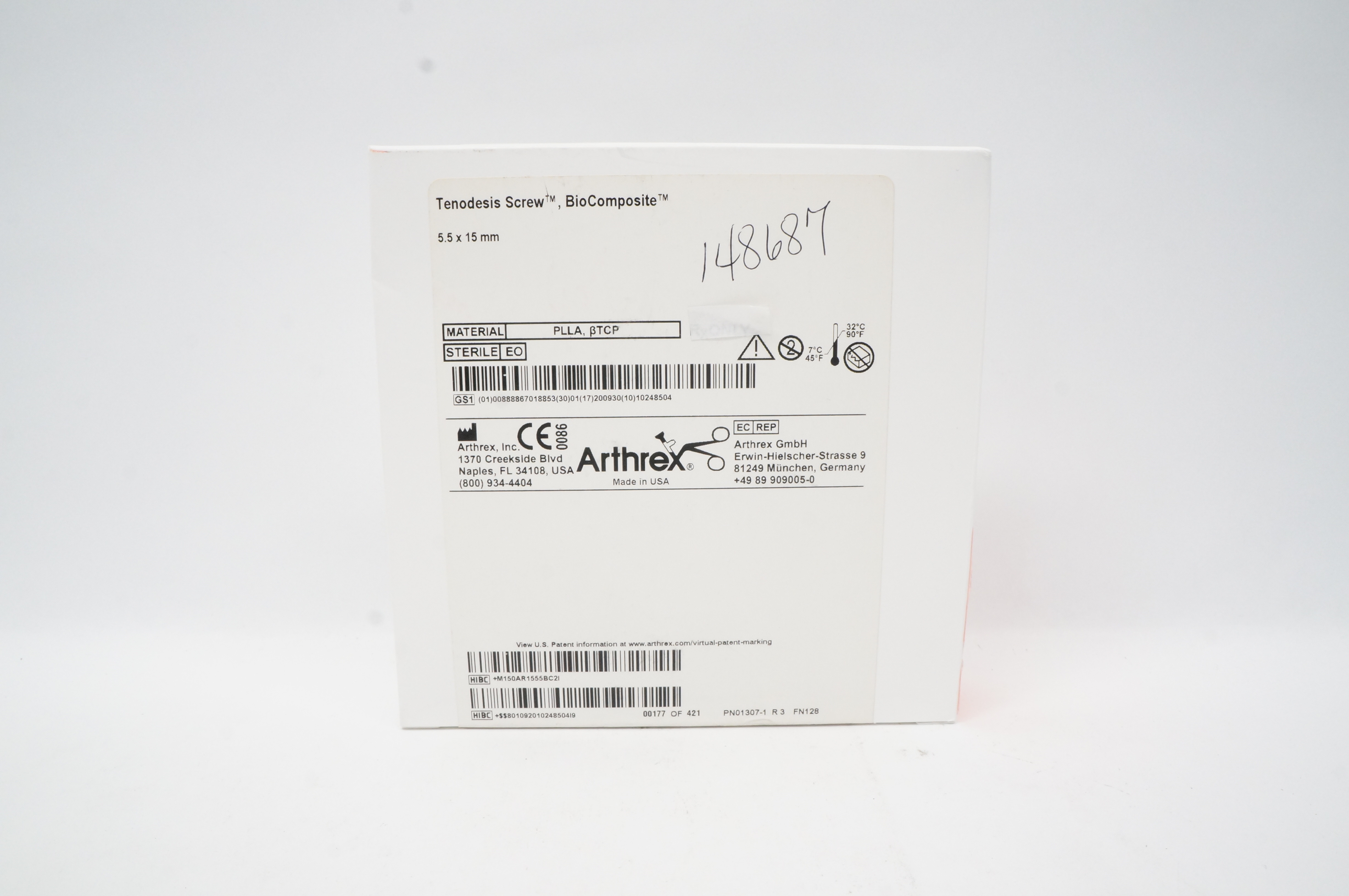 Arthrex AR-1555BC Tenodesis Screw, BioComposite 5.5 mm x 15 mm (x)