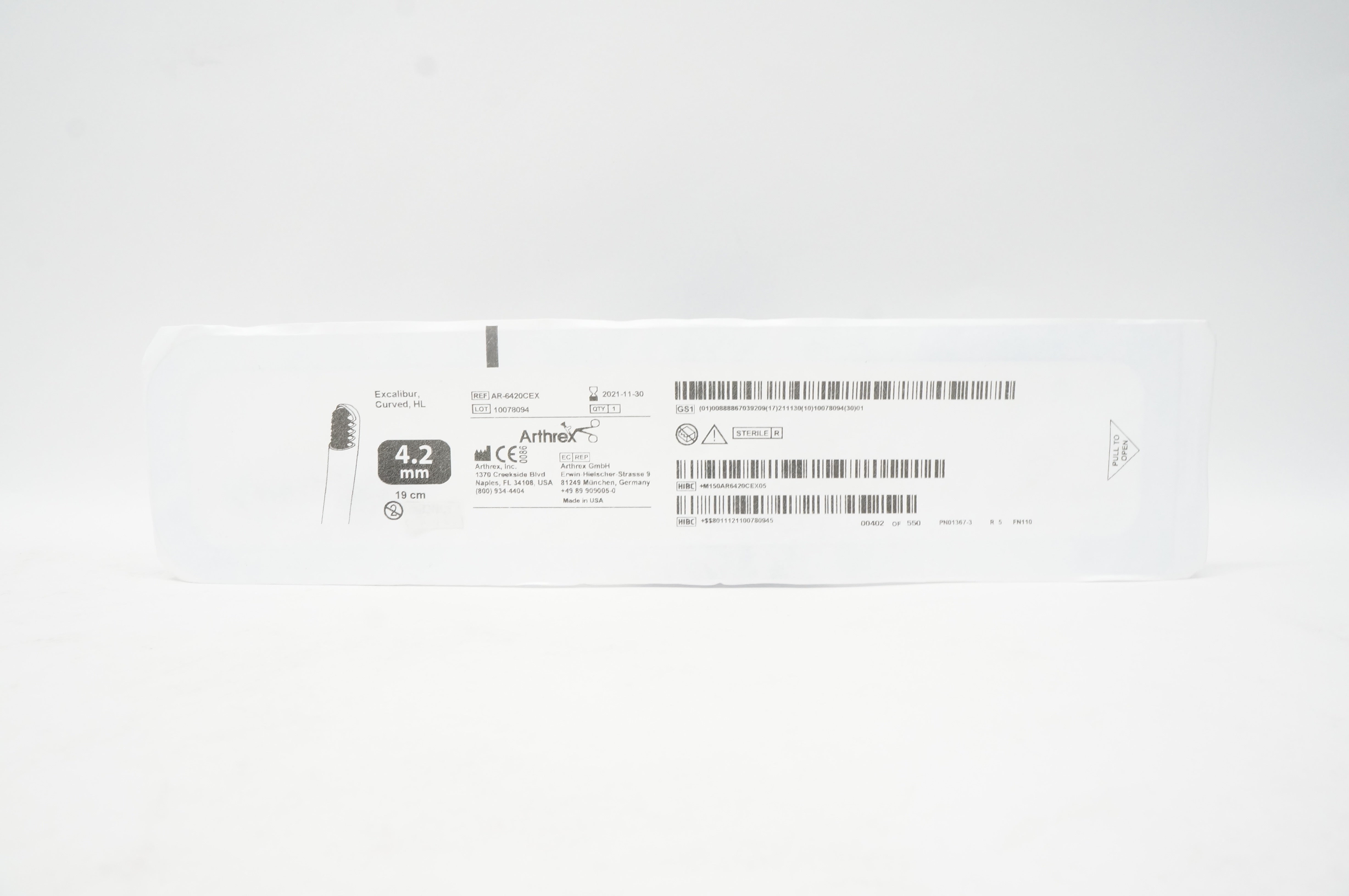 Arthrex AR-6420CEX Excalibur, Curved, HL