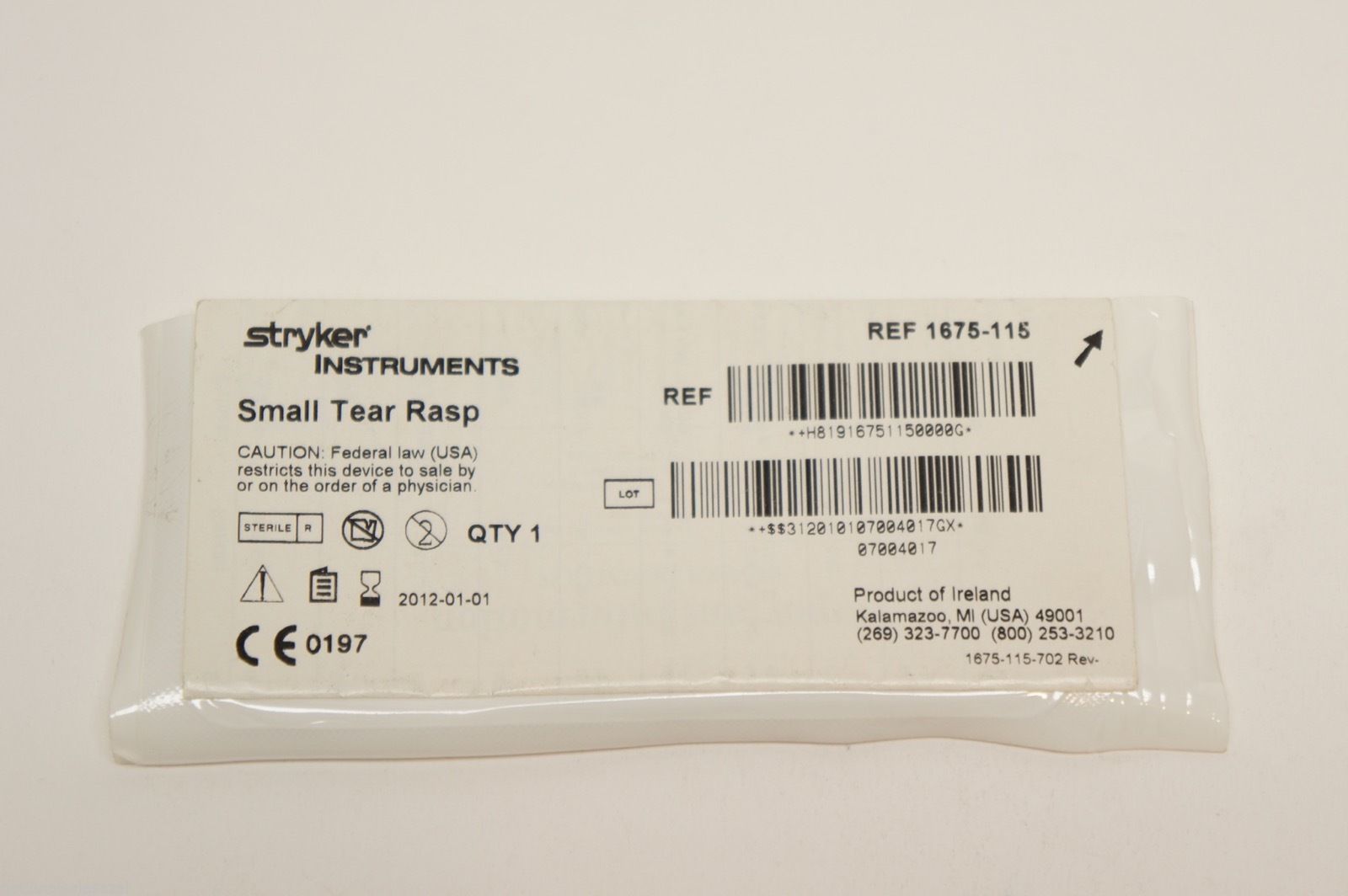 1675-115 ~ Stryker Small Tear Rasp (x)