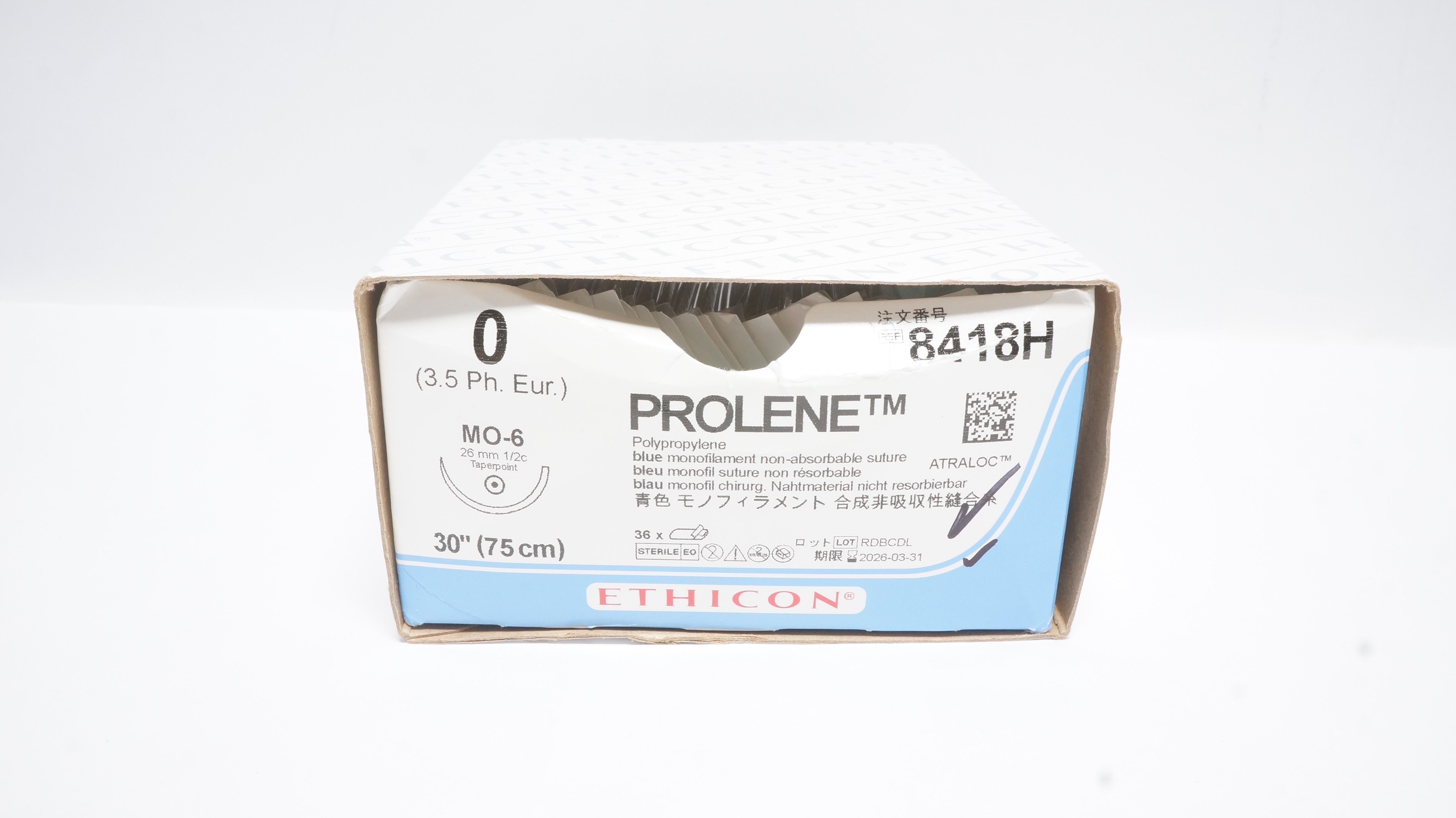 Ethicon 8418H 0 PROLENE Stre MO-6 26mm 1/2c Taperpoint 30inch - Pack of 20 (x)