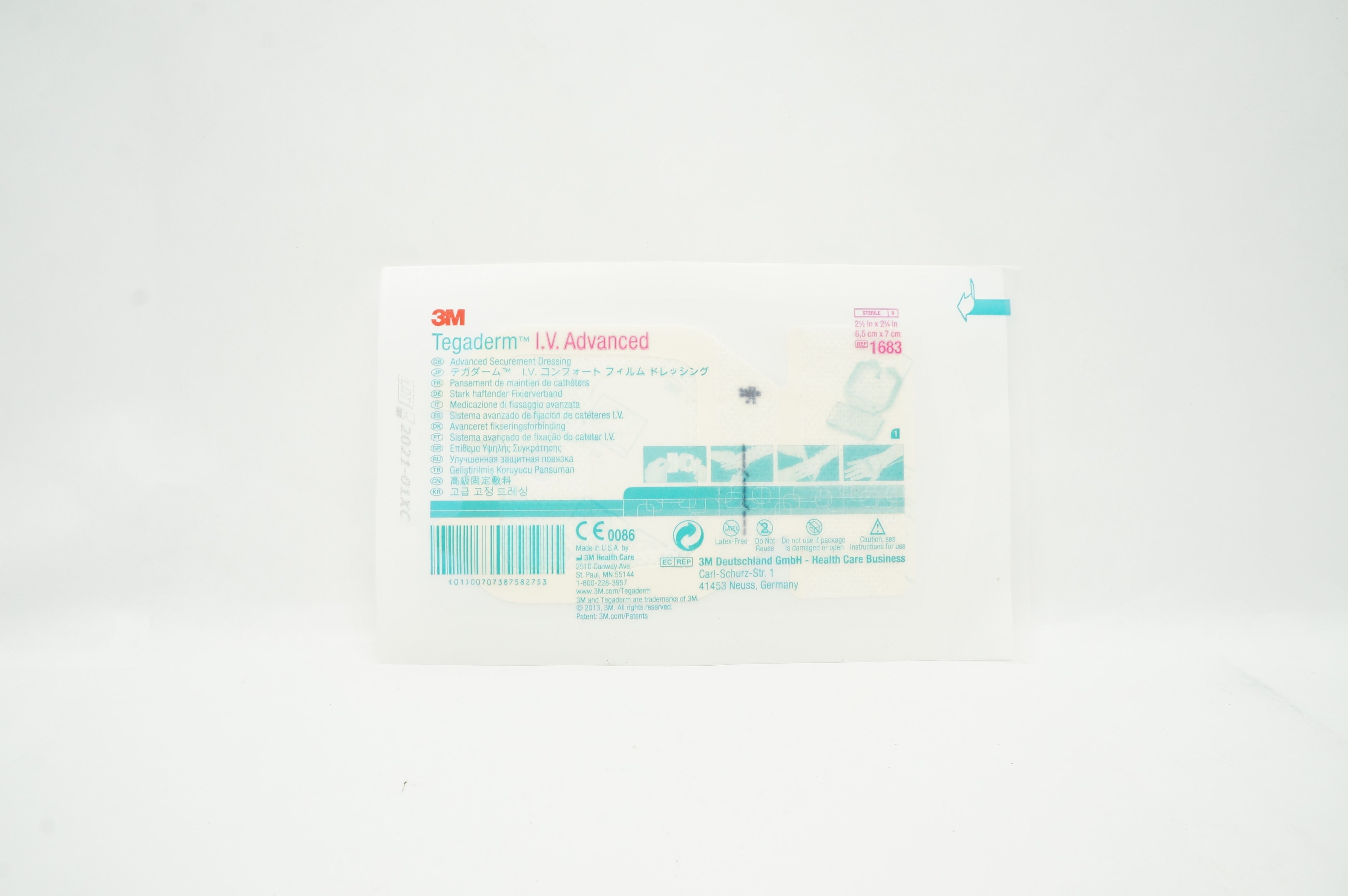 3M 1683 Tegaderm I.V. Advanced Securement Dressing 2-1/2 inch x 2-3/4 inch (x)