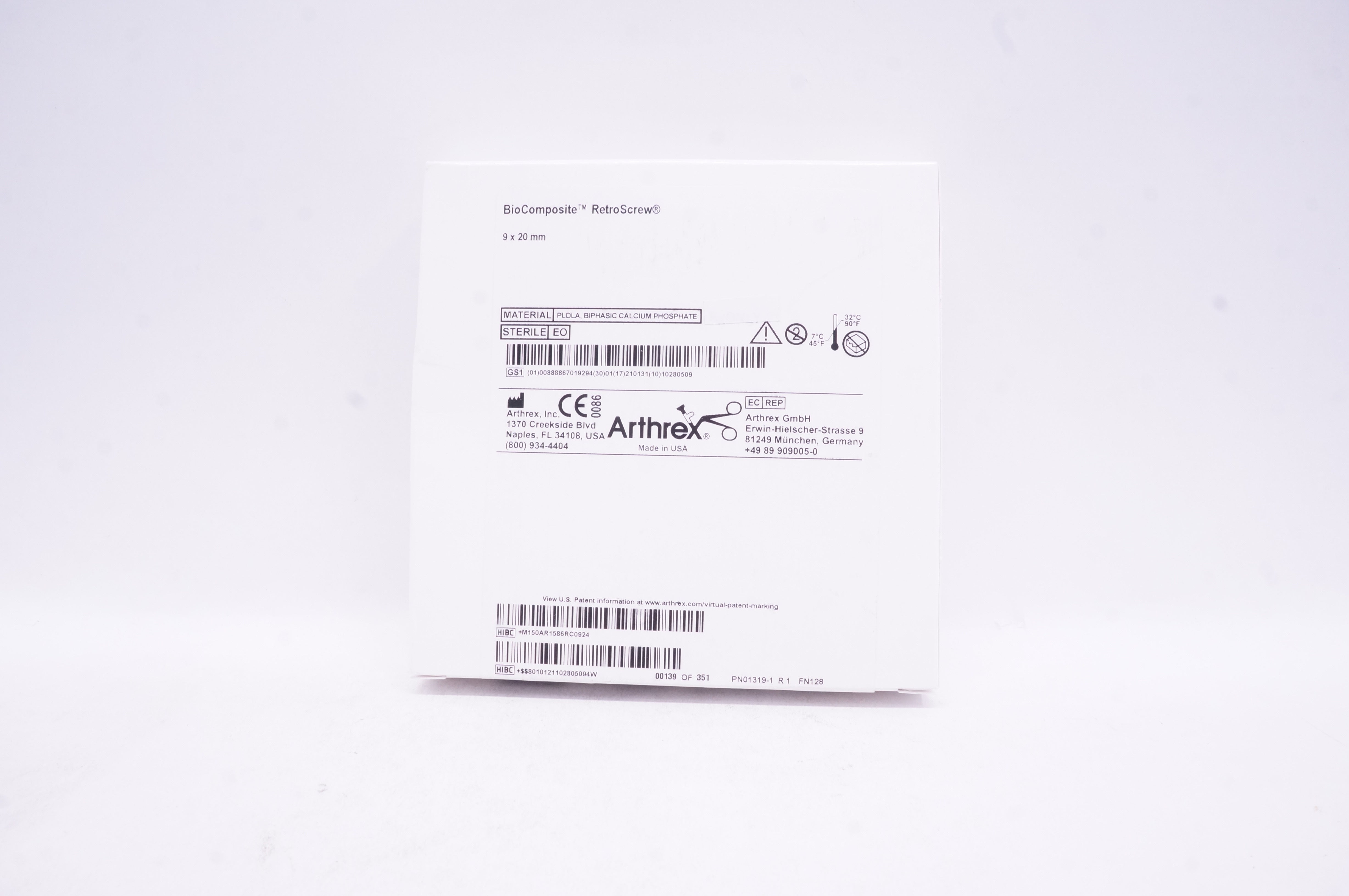 Arthrex AR-1586RC-09 BioComposite RetroScrew 9x20mm (x)