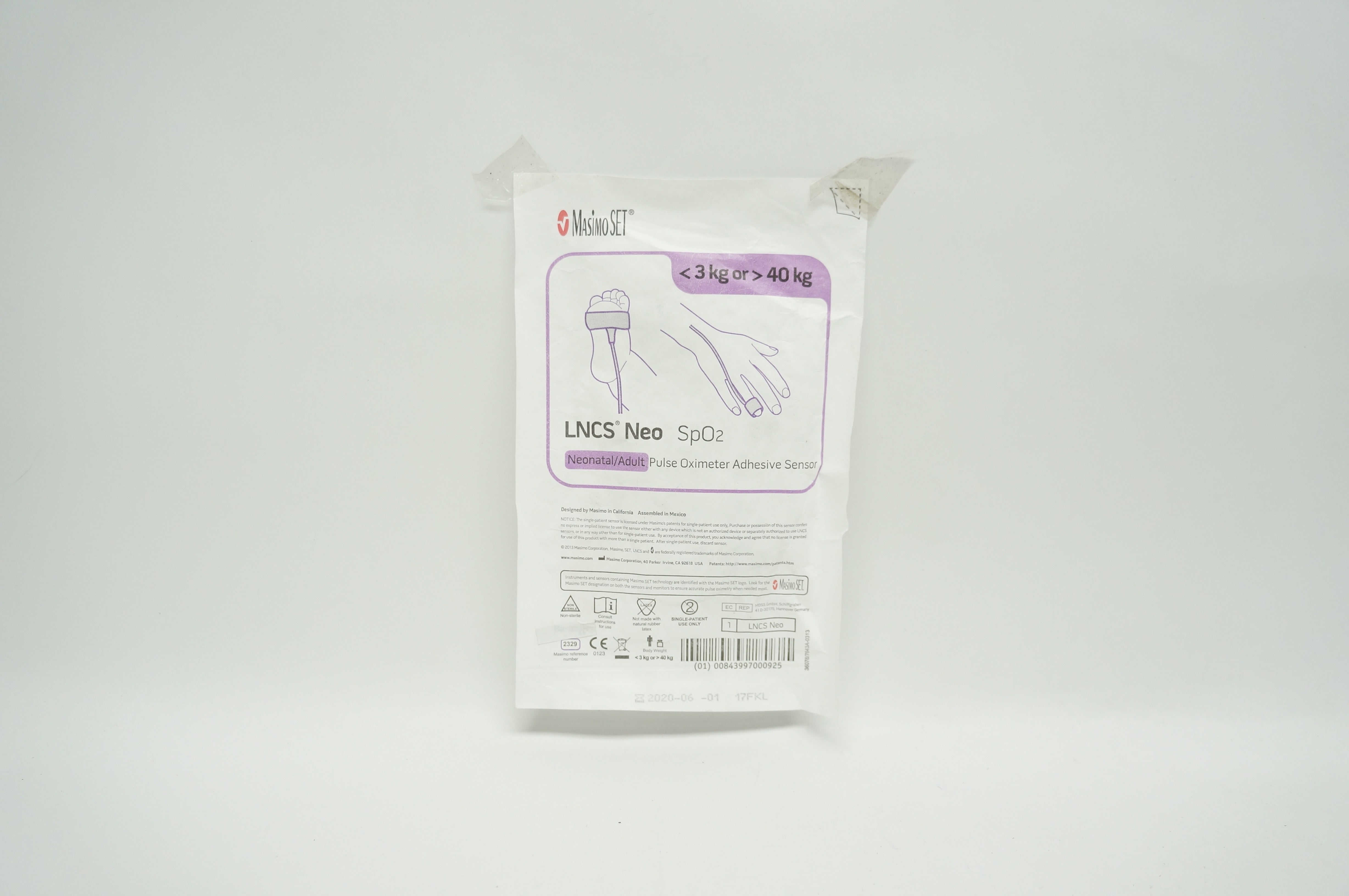 Masimo 2329 LNCS Neonatal/Adult Pulse Oximeter Adhesive Sensor <3kg or >40kg (x)