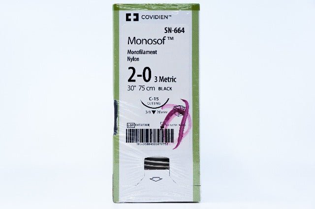 Covidien SN-664 2-0 Monosof, C-15, 3/8 26mm, 30inch ~ Pack of 36