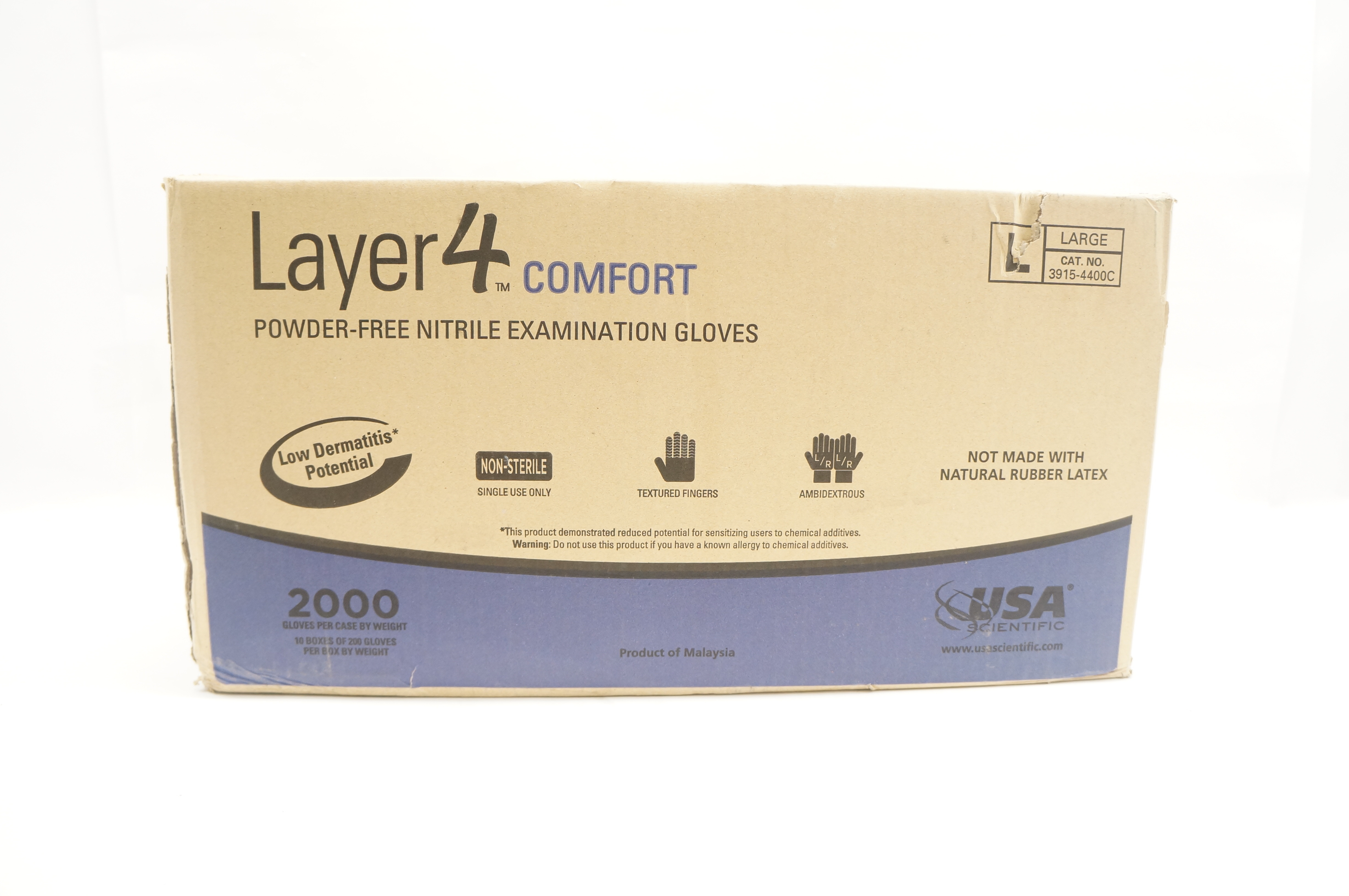 USA Scientific 3915-4400C Layer4 Comfort Nitrile Examination Gloves -Box of 2000