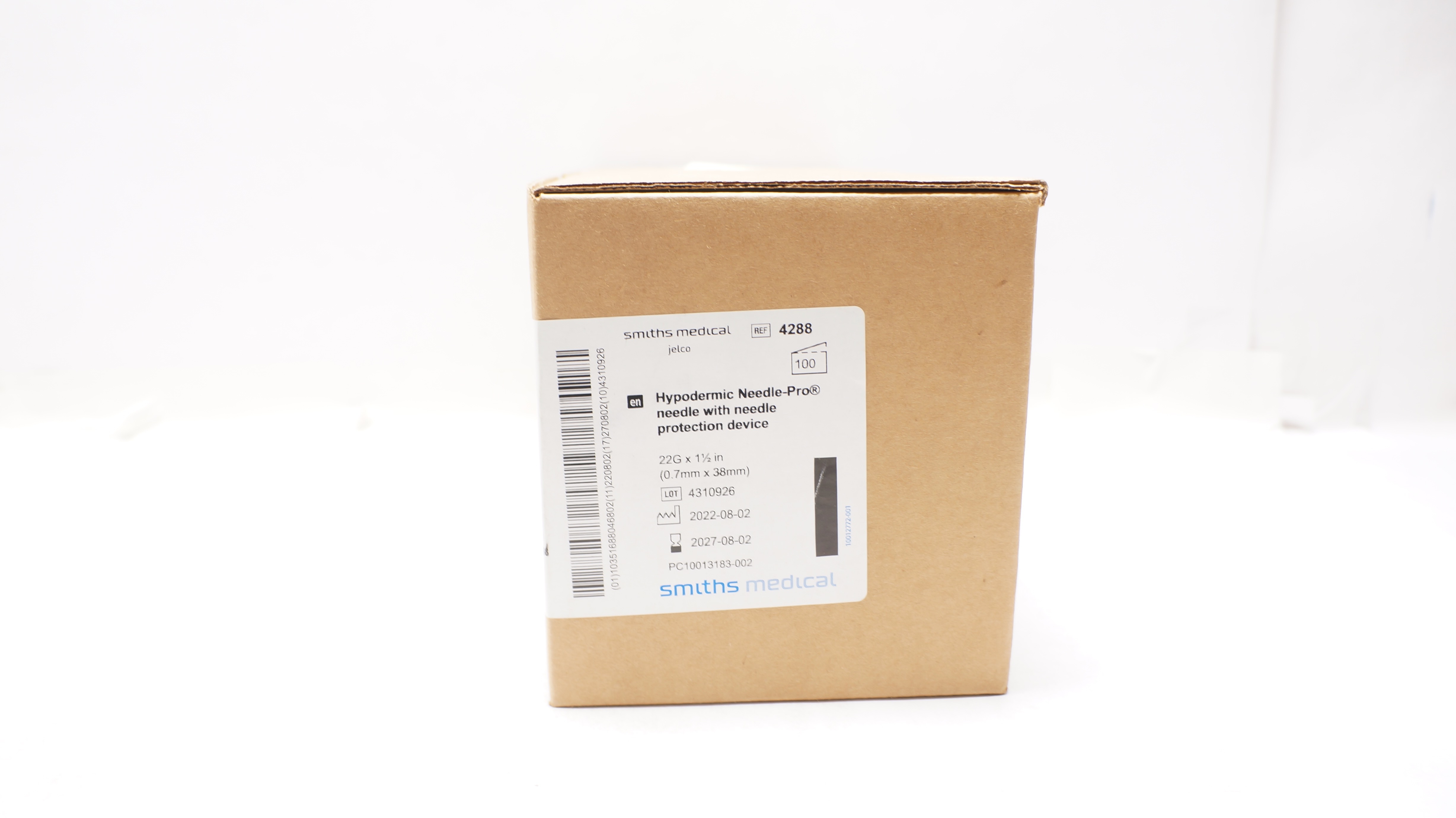 Smiths Medical 4288 Hypodermic Needle-Pro Safety Ndles. 22Gx1-1/2in.- Box of 100