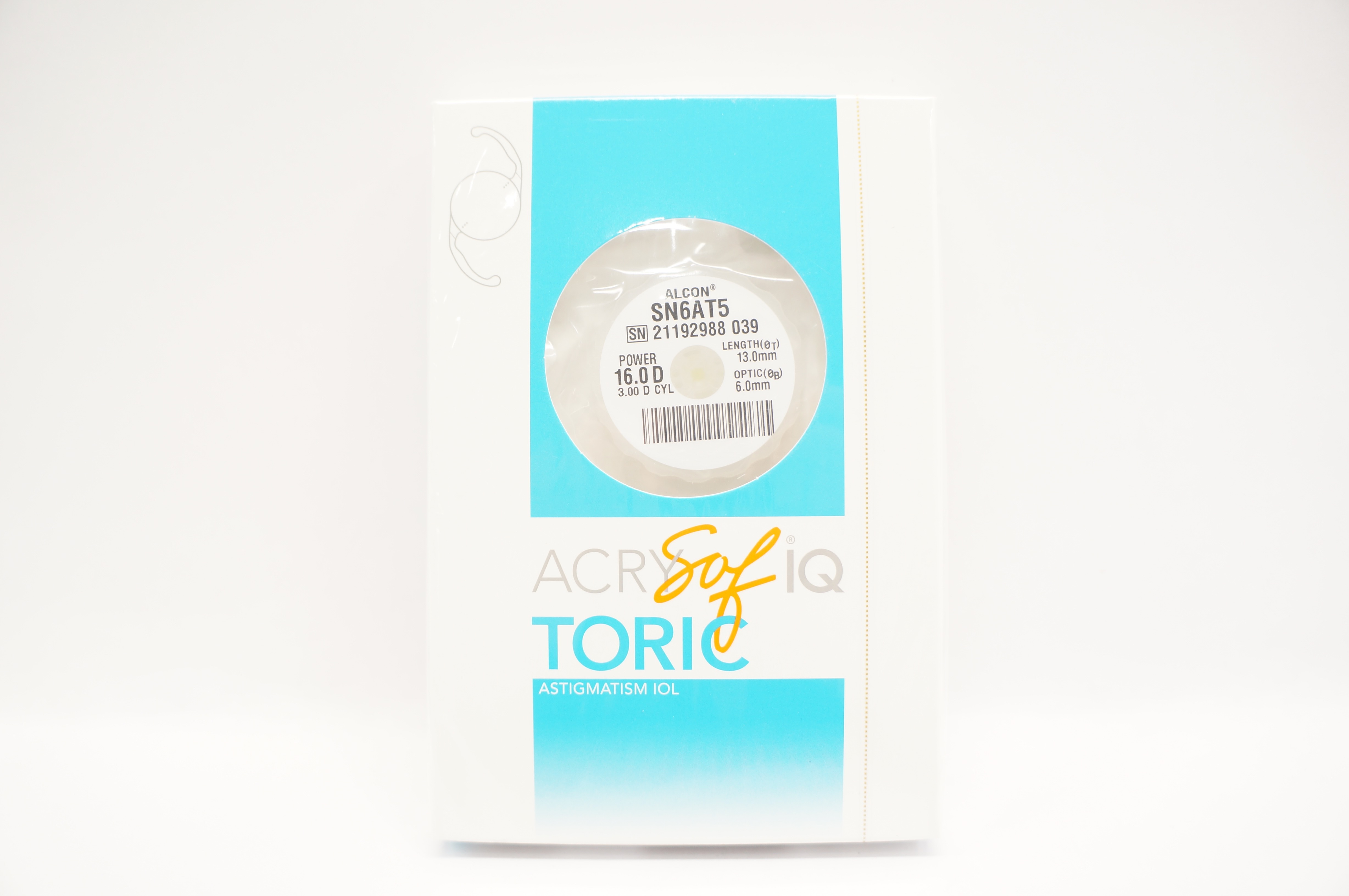 Alcon SN6AT5 AcrySof IQ Toric Astigmatism IOL 16.0D 3.00D CYL 13.0mm x 6.0mm(x)