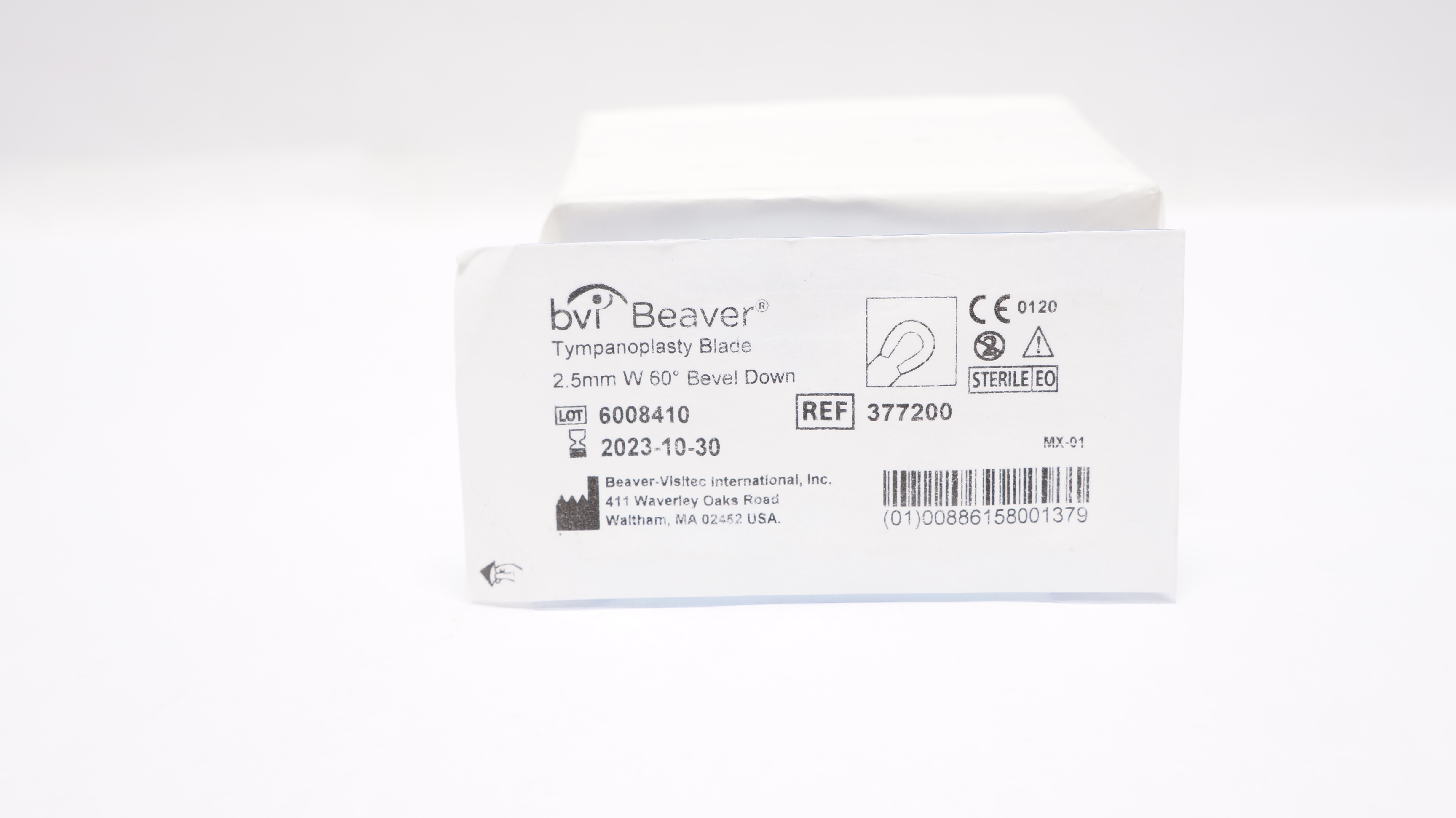 BVI Beaver 377200 Tympanoplasty Blade 2.5mm W 60degree Bevel Down (x)