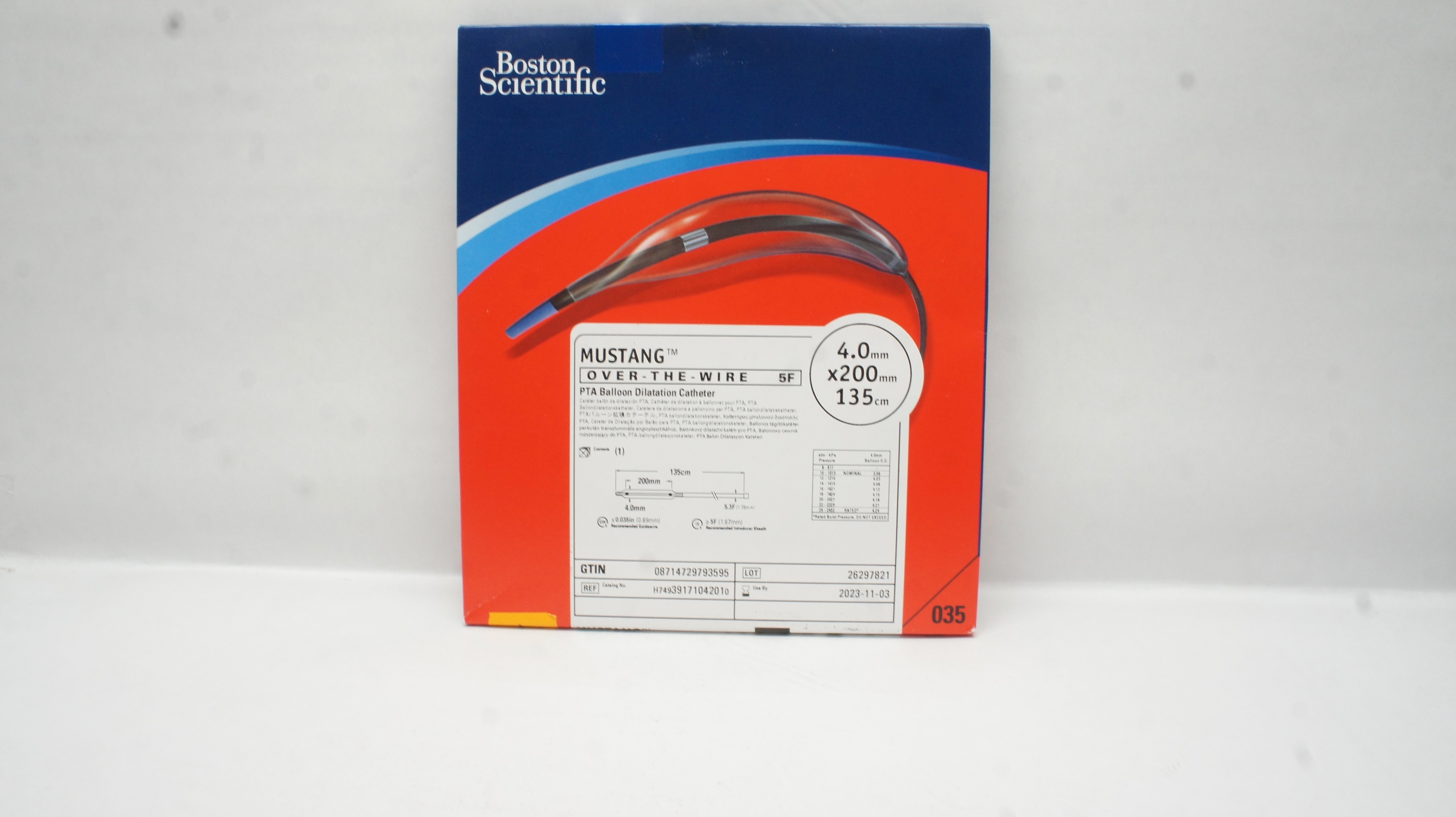 Boston Scientific 3917104201 Mustang Dilatation Cath.4.0 x 200mm x 135cm (x)