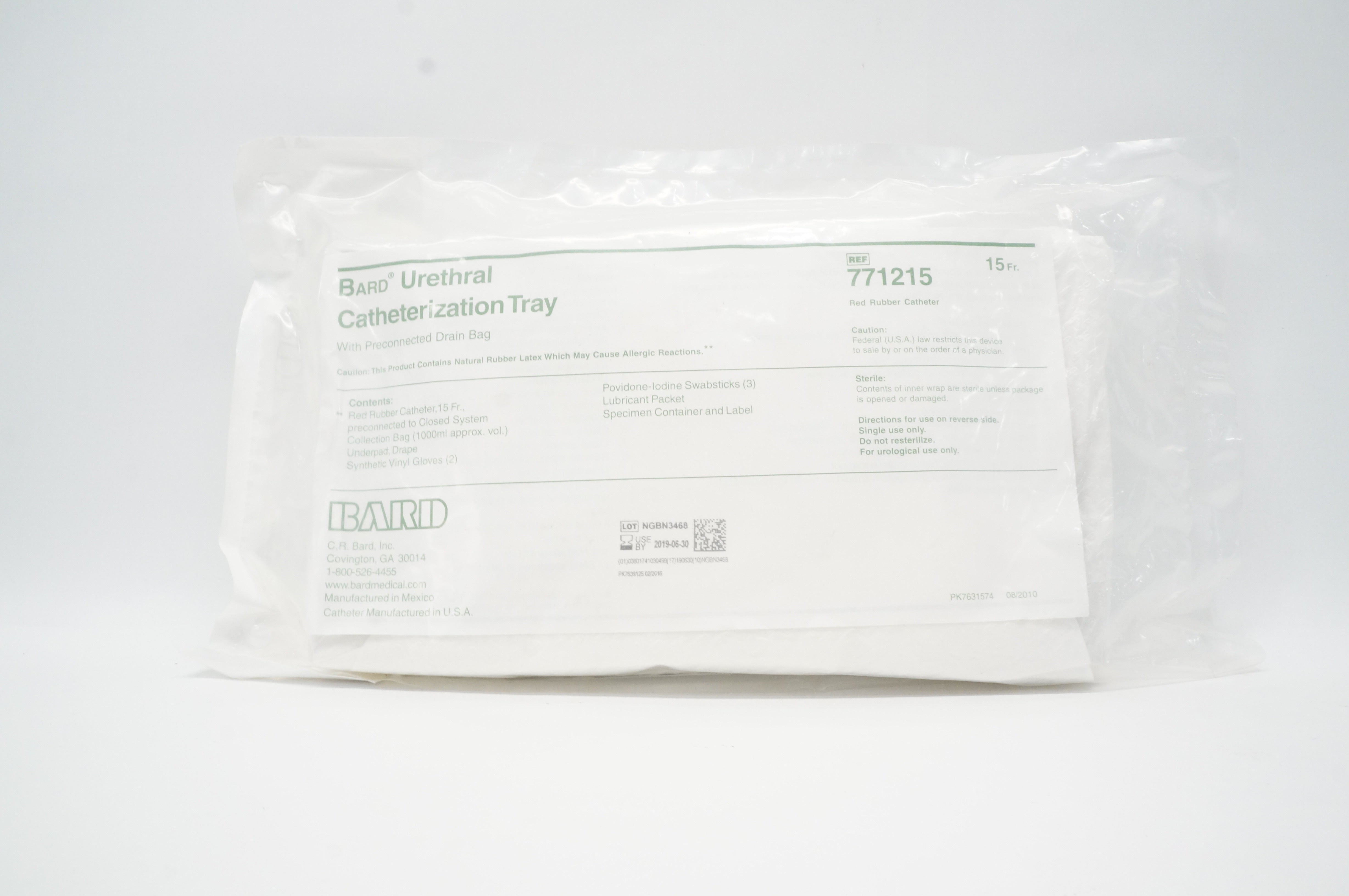 Bard 771215 Urethral Catheterization Tray 15Fr (x)