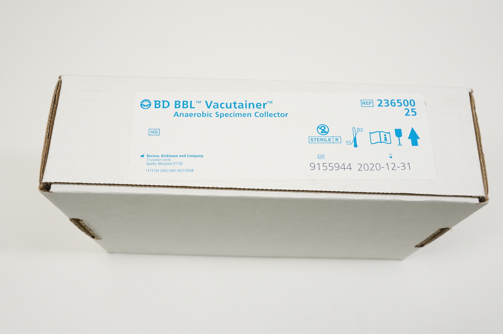 BD 236500 BBL Vacutainer Anaerobic Specimen Collector - Box of 25