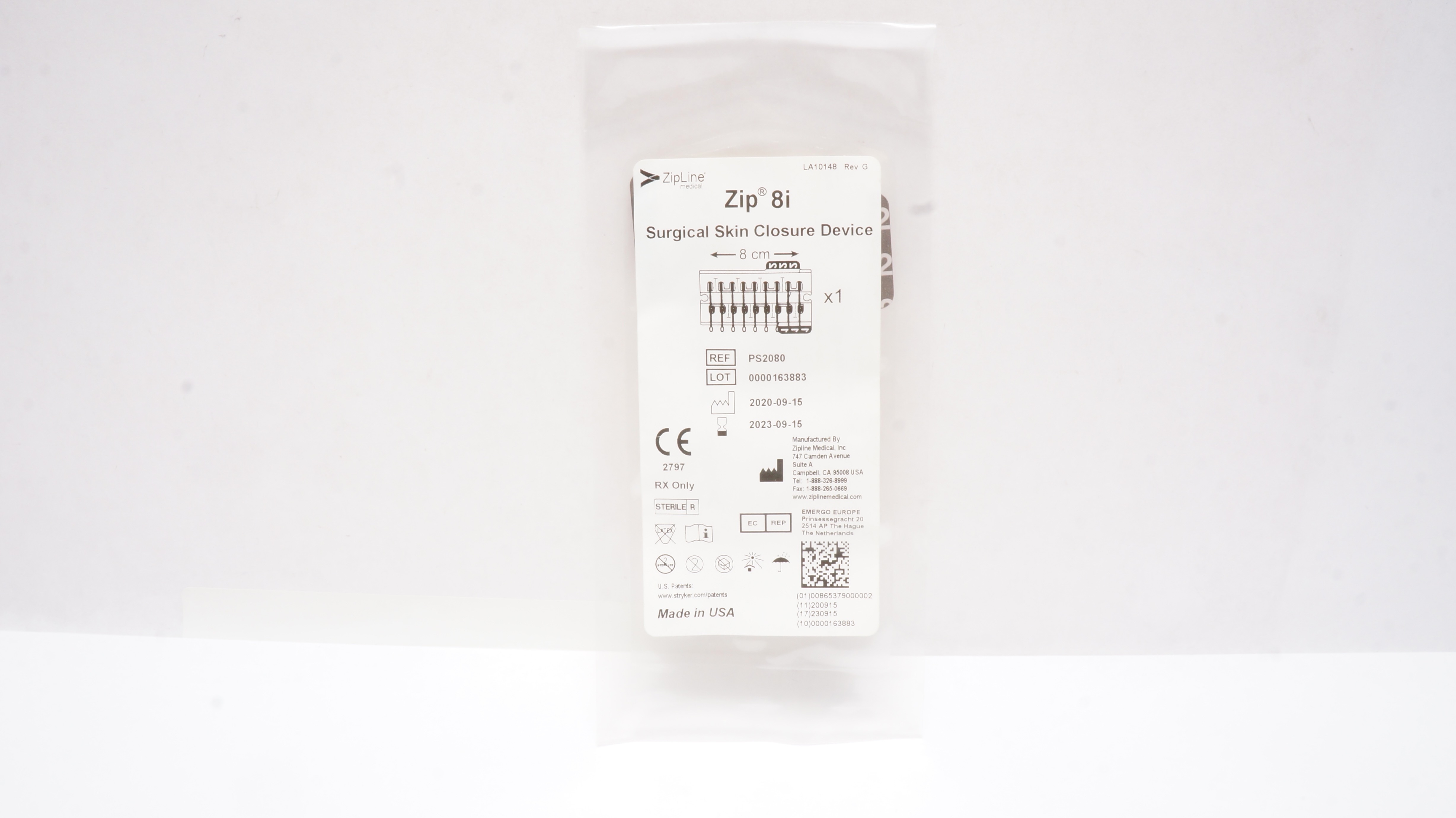 Stryker PS2080 Zip 8i Surgical Skin Closure Device 8cm