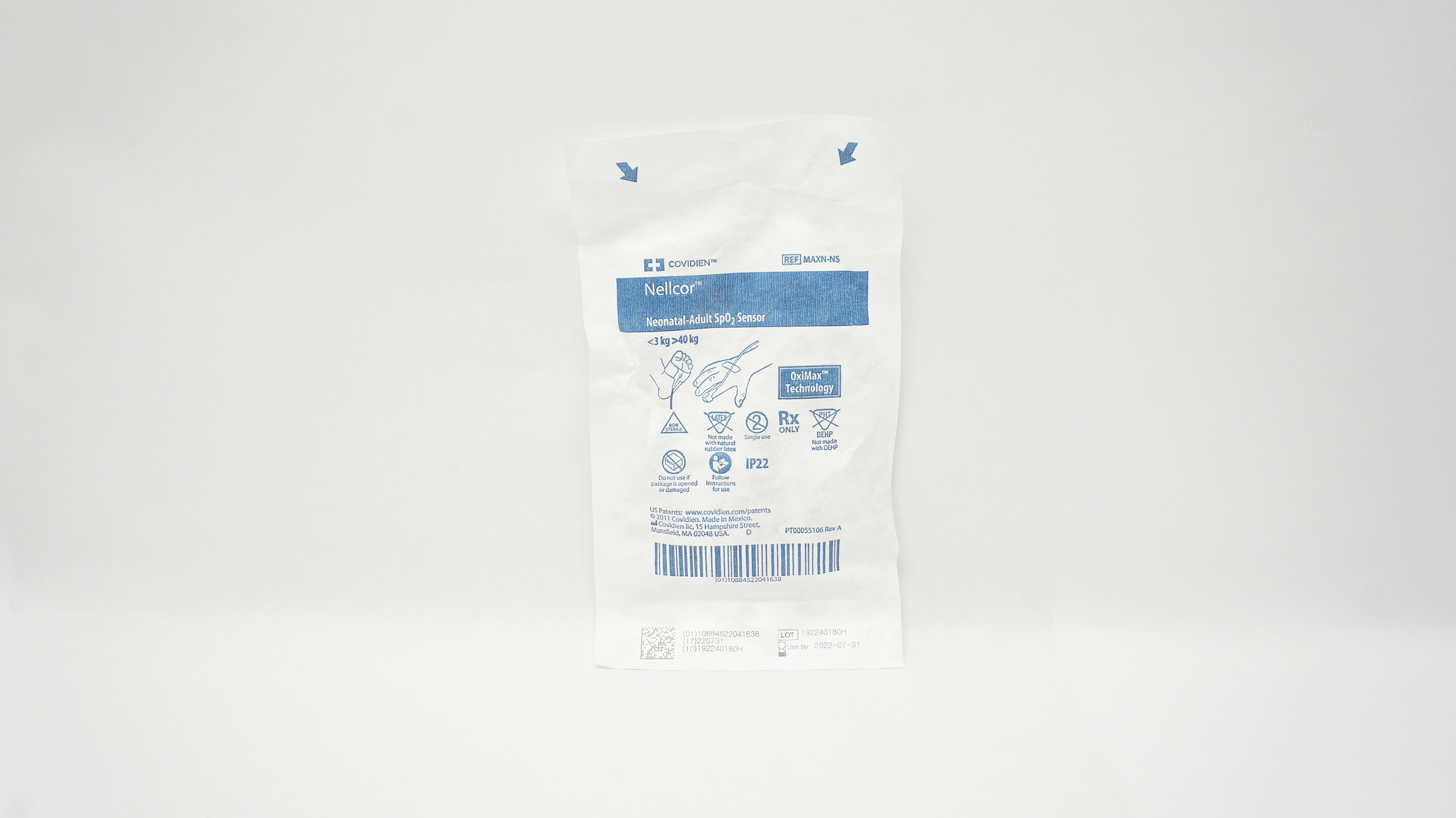 Covidien MAXN-NS Nellcor Neonatal-Adult SpO₂ Sensor <3kg >40kg