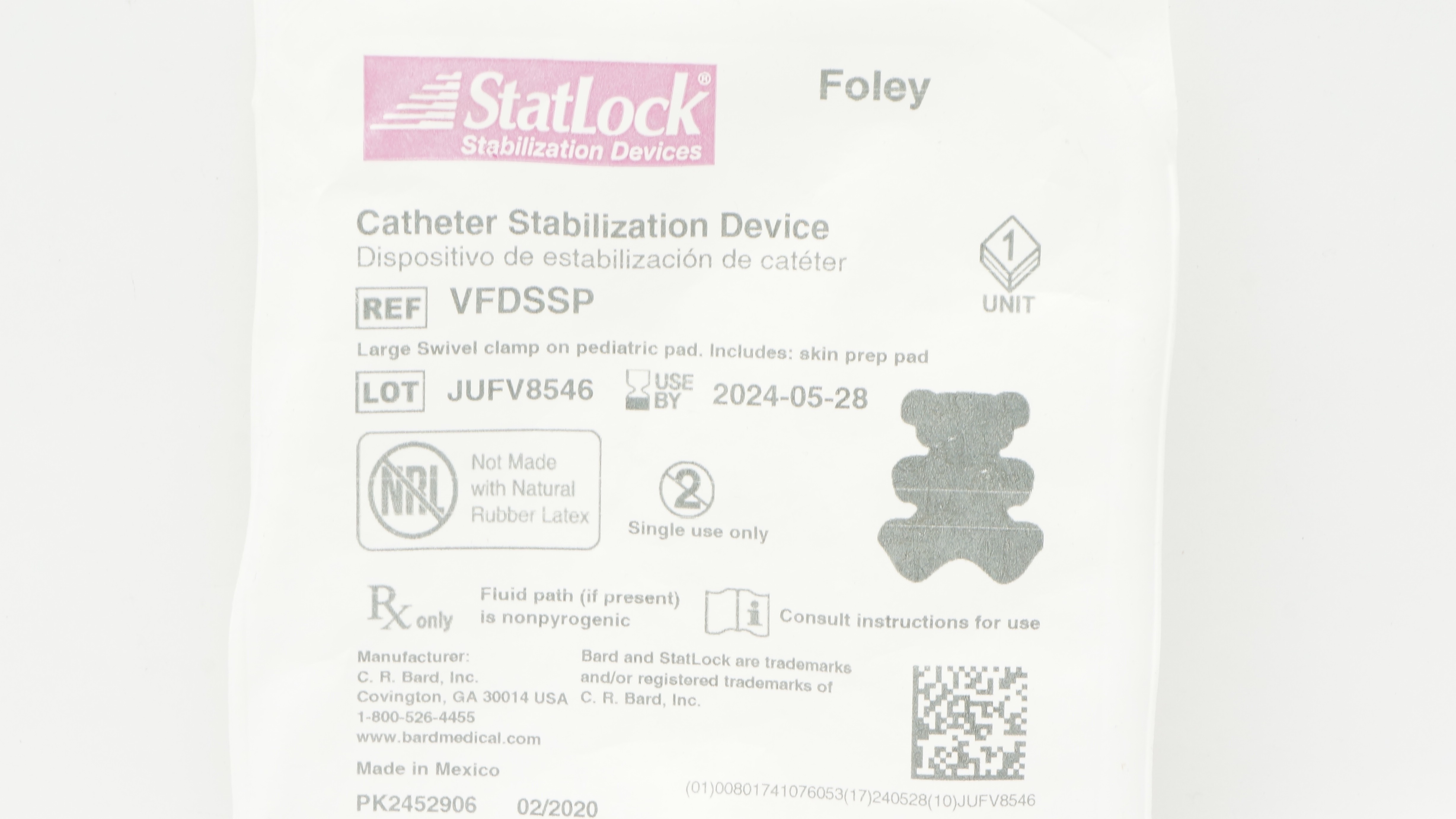 Bard VFDSSP StatLock Foley Cath. Stabilization Device (x)