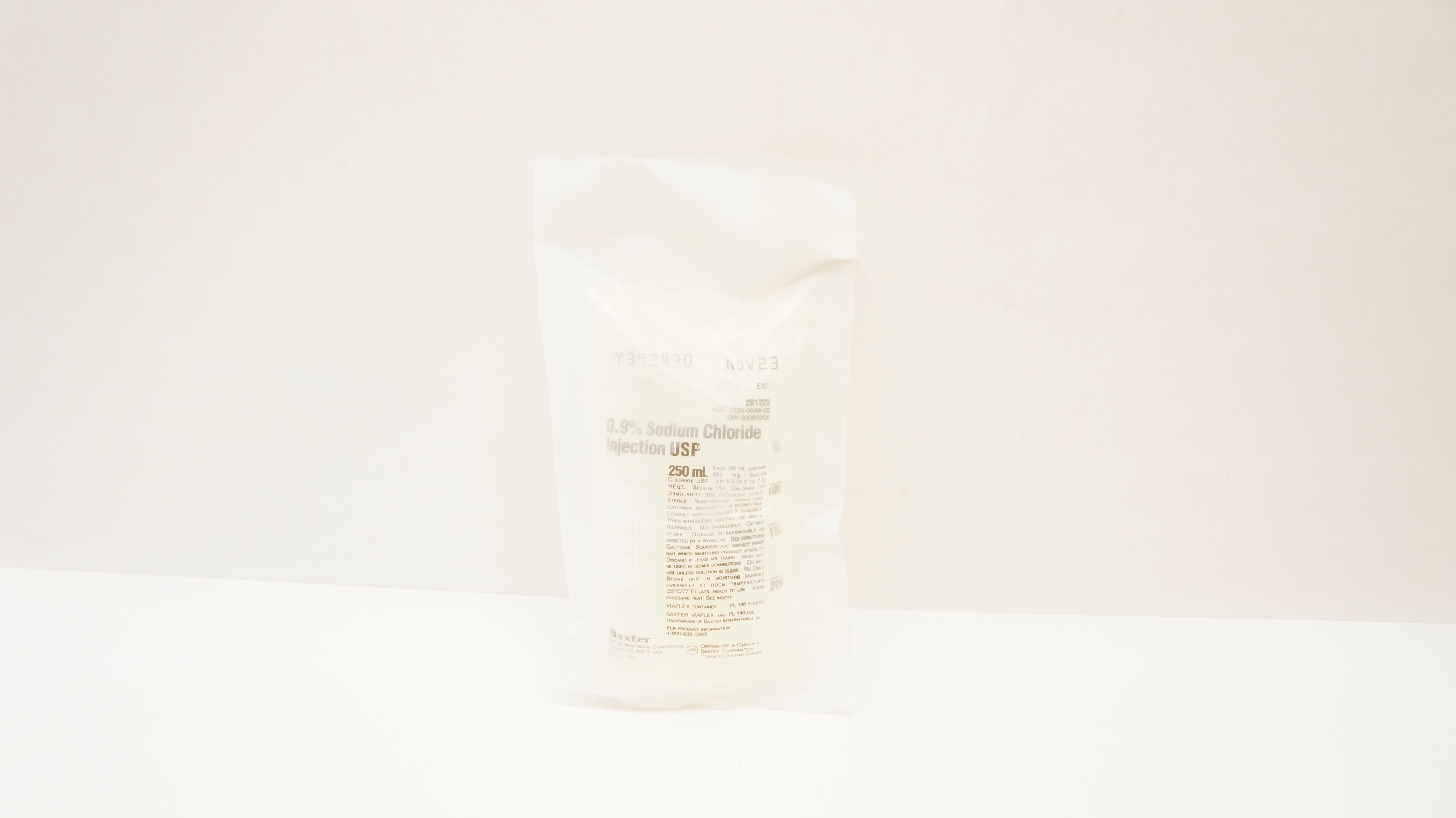 Baxter 2B1322 0.9% Sodium Chloride Injection USP 250mL