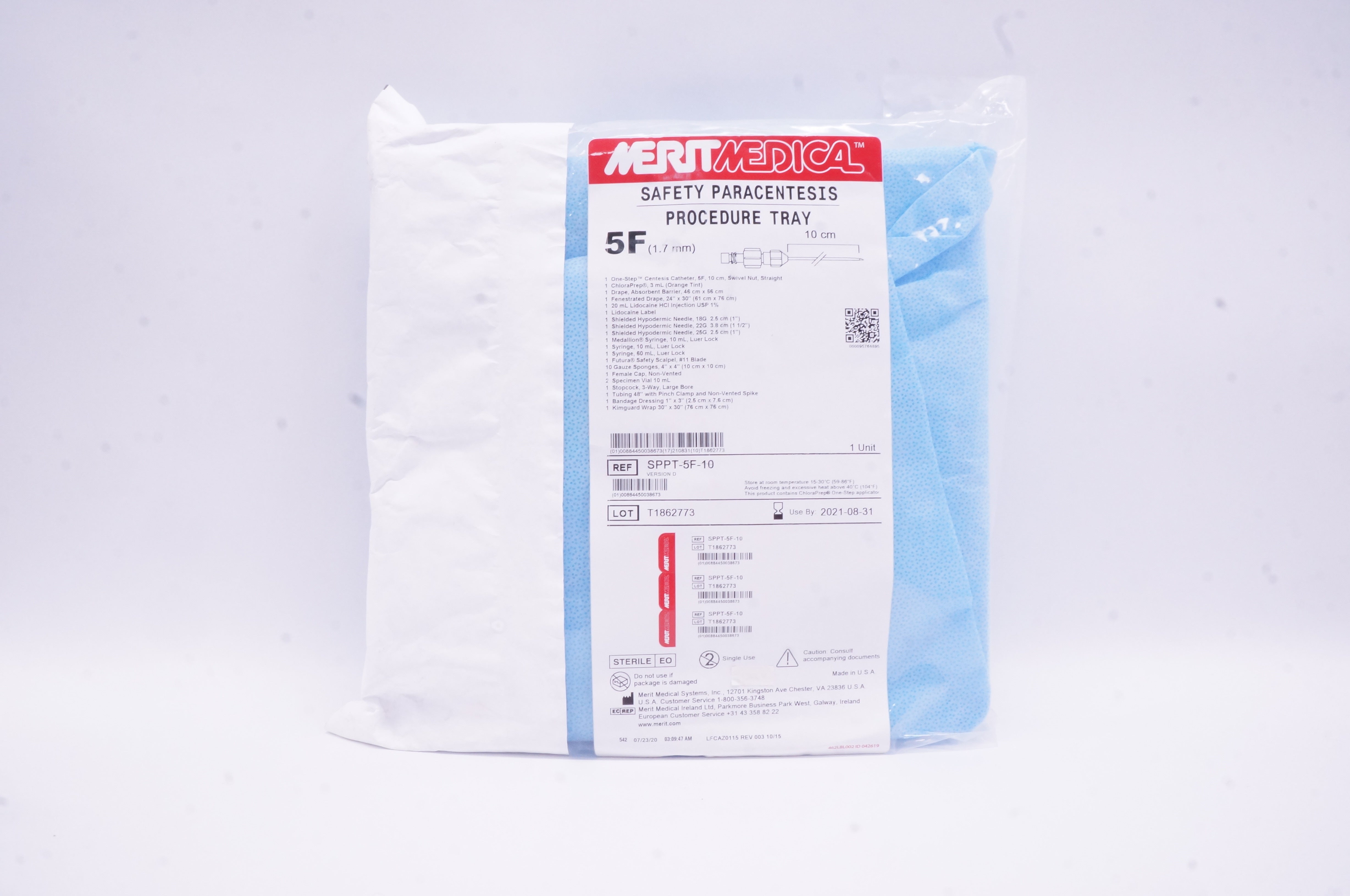 Merit Medical SPPT-5F-10 Safety Paracentesis Procedure Tray 5F