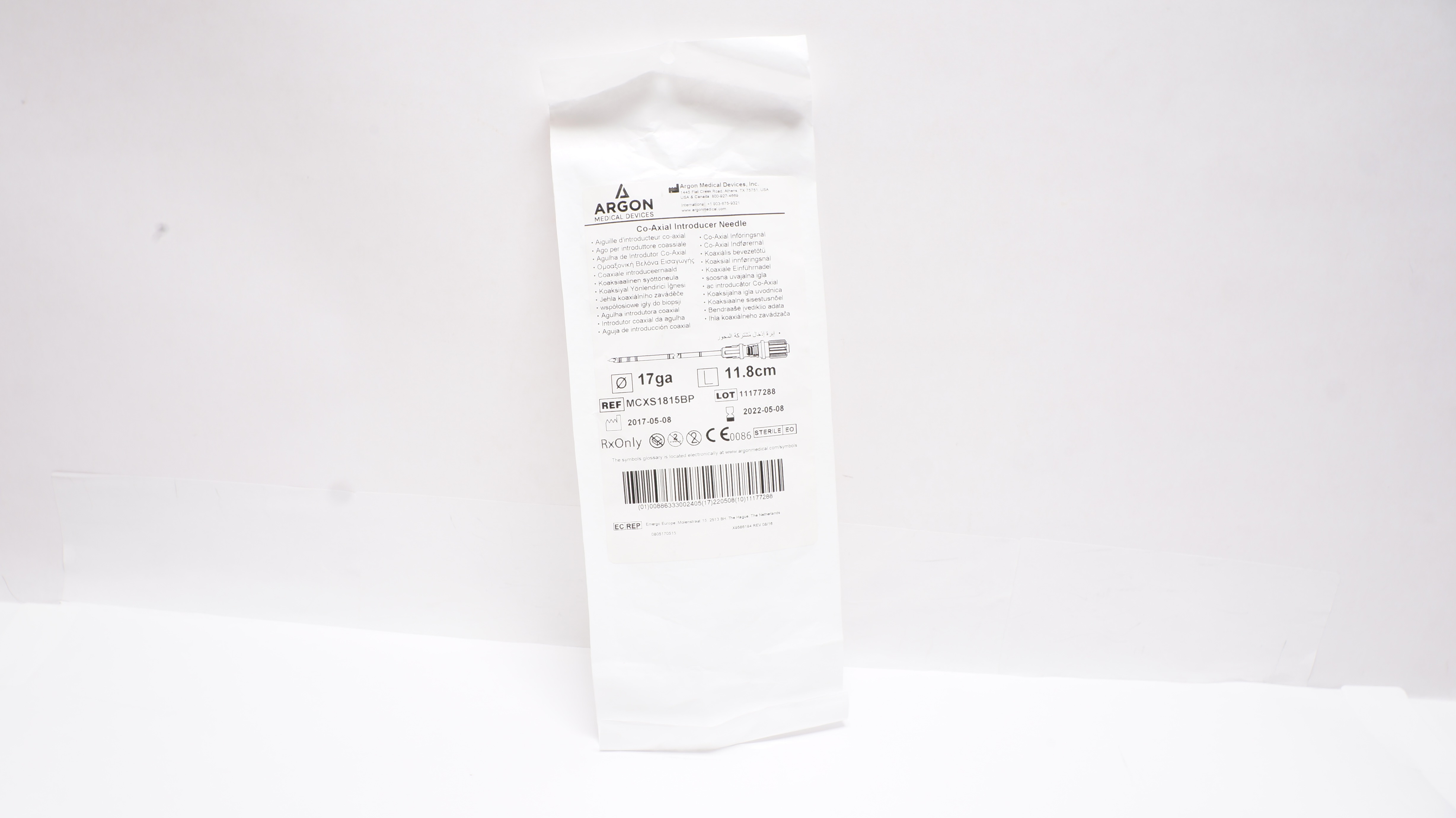 Argon Medical MCXS1815BP Co-Axial Introducer Ndle, 17Ga x 11.8cm (x)