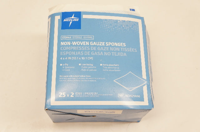 Medline NON21446 Non-Woven Gauze Sponges 4 x 4 inch - Box of 25x2