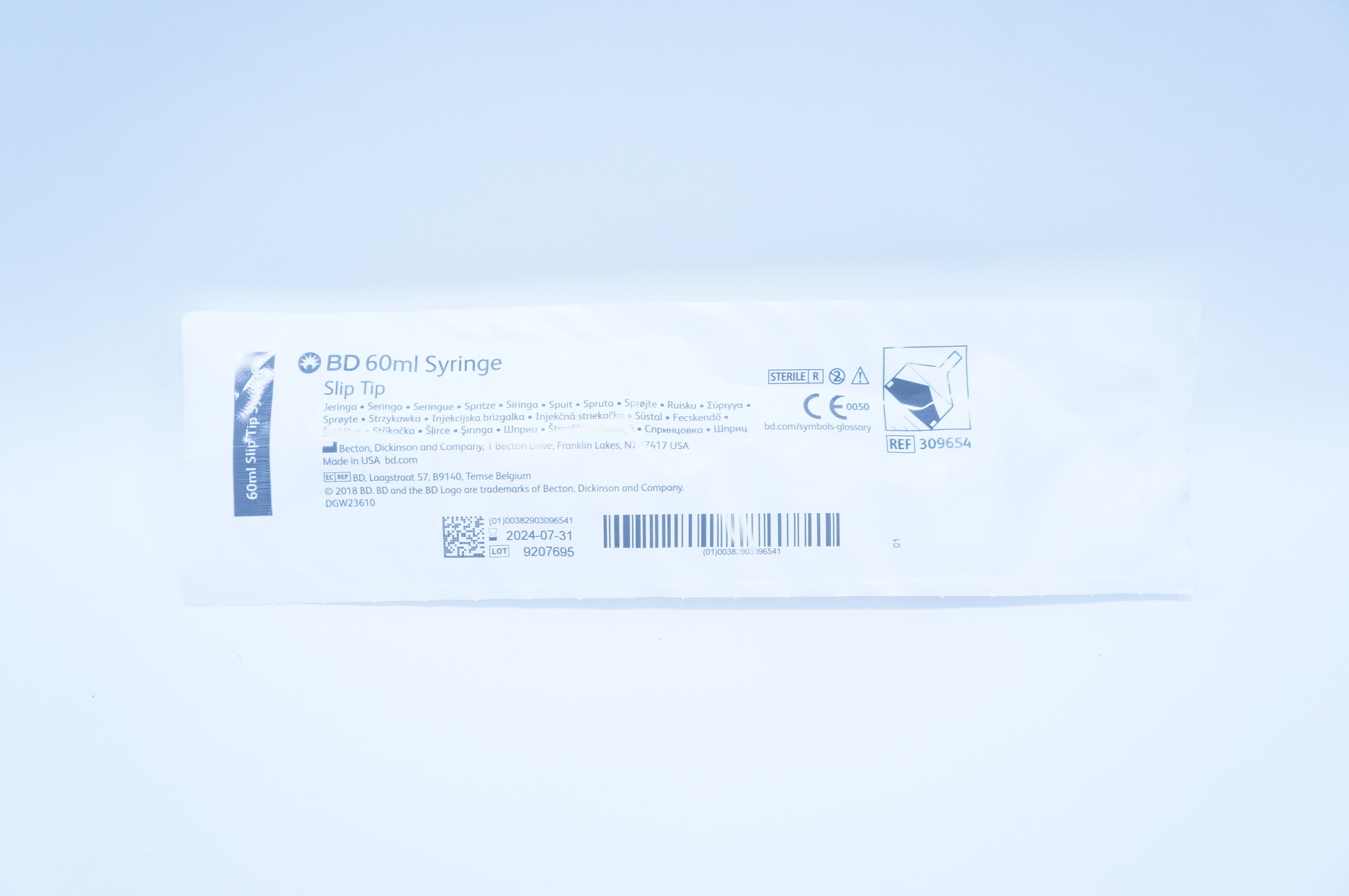 BD 309654 Slip Tip Syringe 60ml