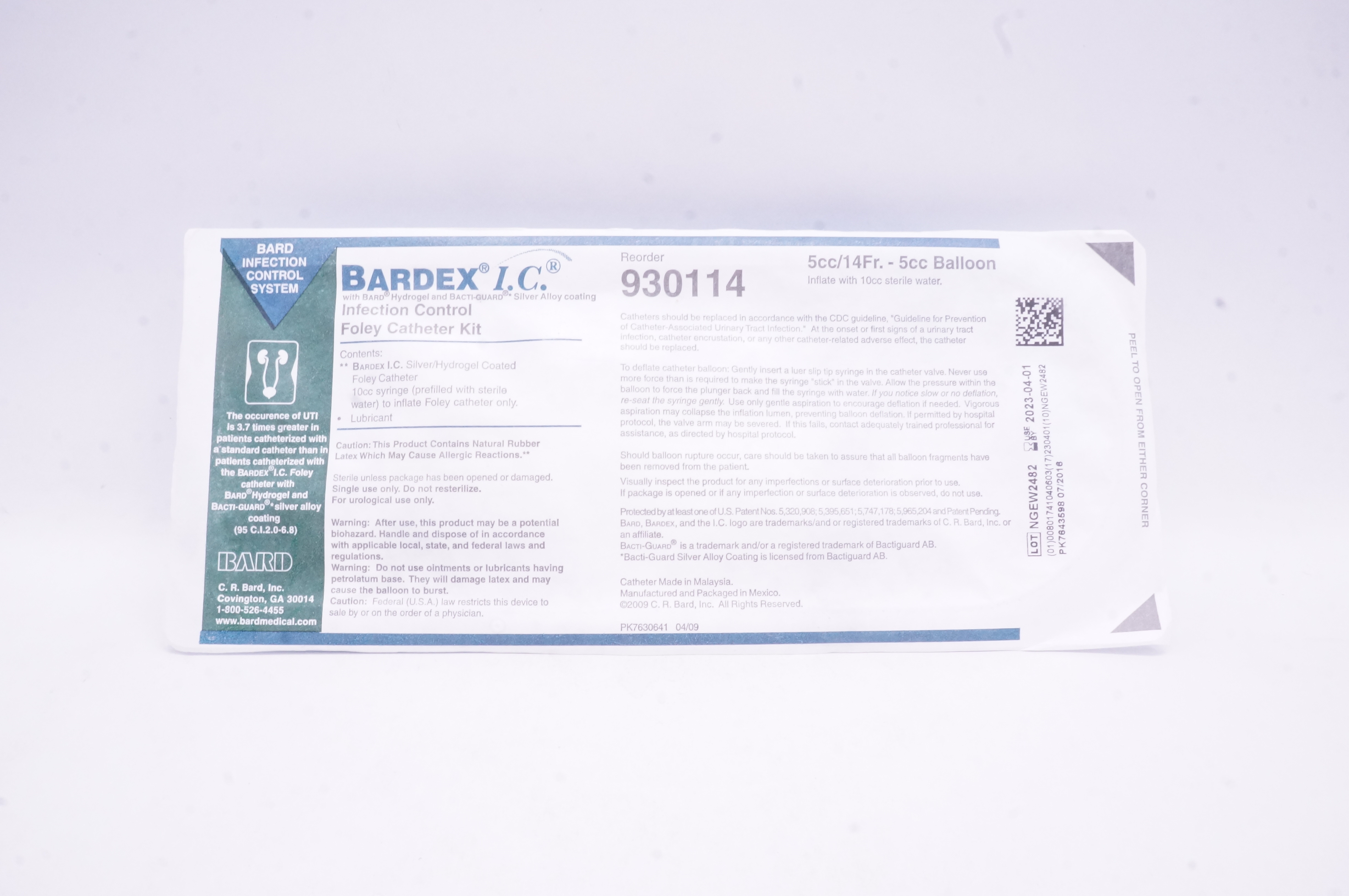 Bard 930114 Bardex I.C. Infection Control Foley Cath. Kit  5cc/14Fr. (x)