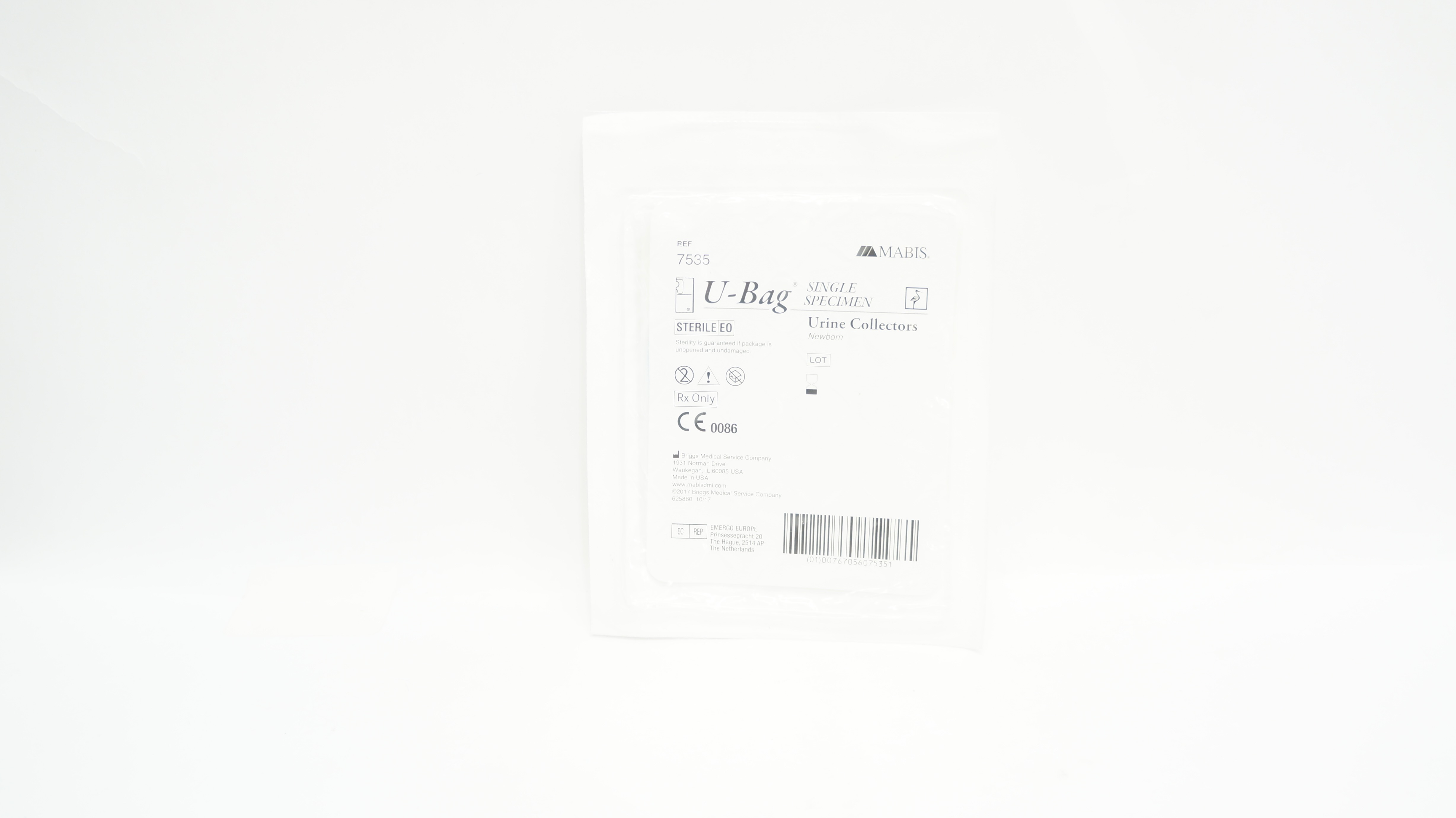 Briggs 7535 Mabis Healthcare U-Bag Single Specimen Urine Collectors, Newborn