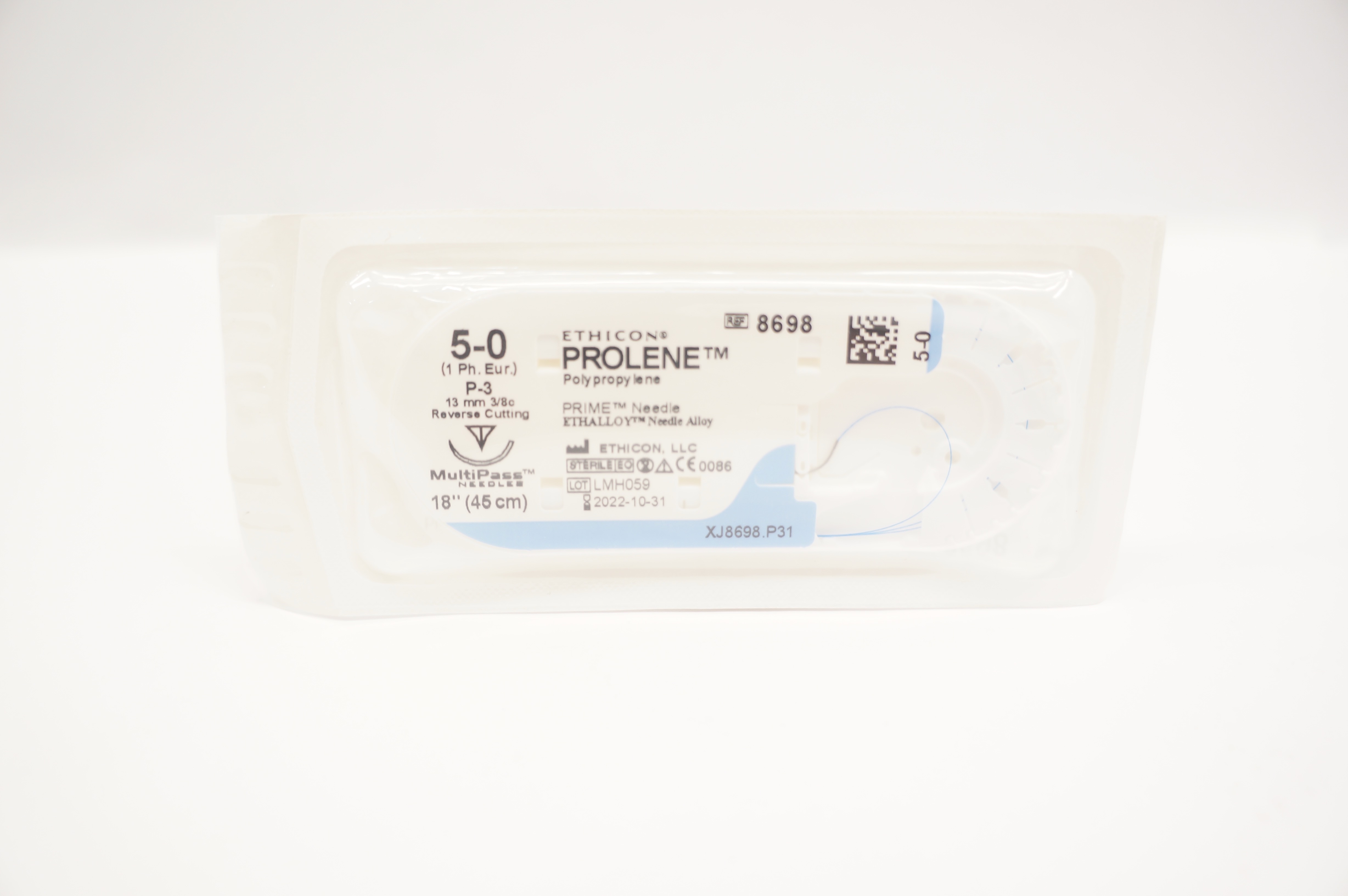 Ethicon 8698 5-0 PROLENE Stre P-3 13mm 3/8c Reverse Cutting 18inch (x)