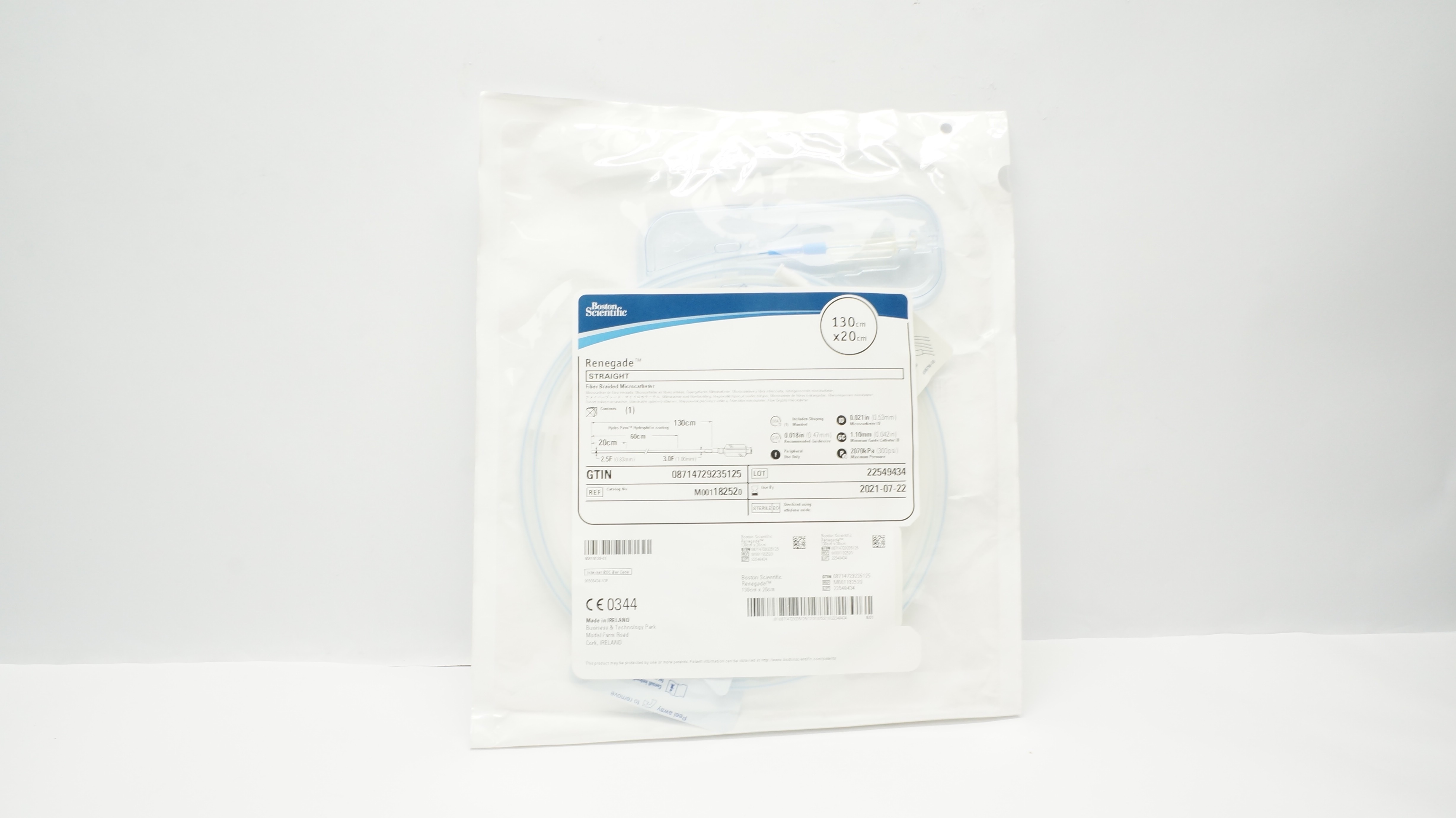 Boston Scientific 18252 Renegade Straight Fiber Braided MicroCath. 130 x 20cm(x)