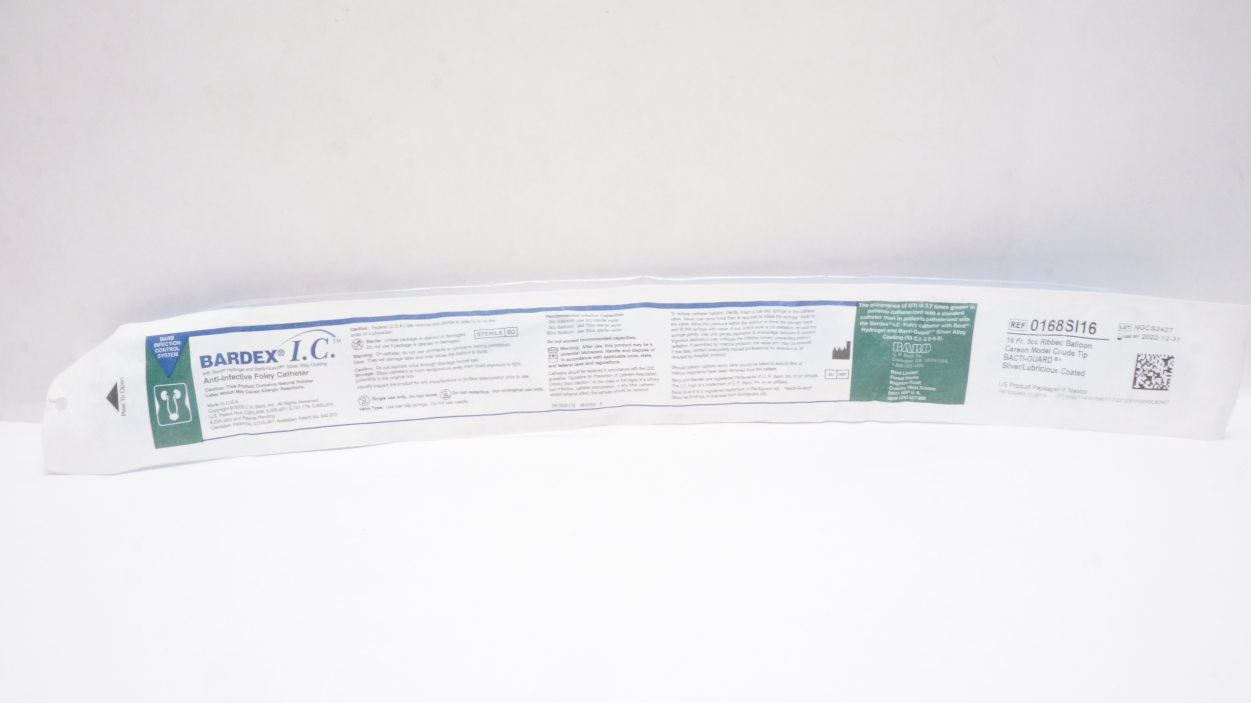 Bard 0168SI16 Bardex Anti-Infective Foley Cath. 16Fr 5cc (x)