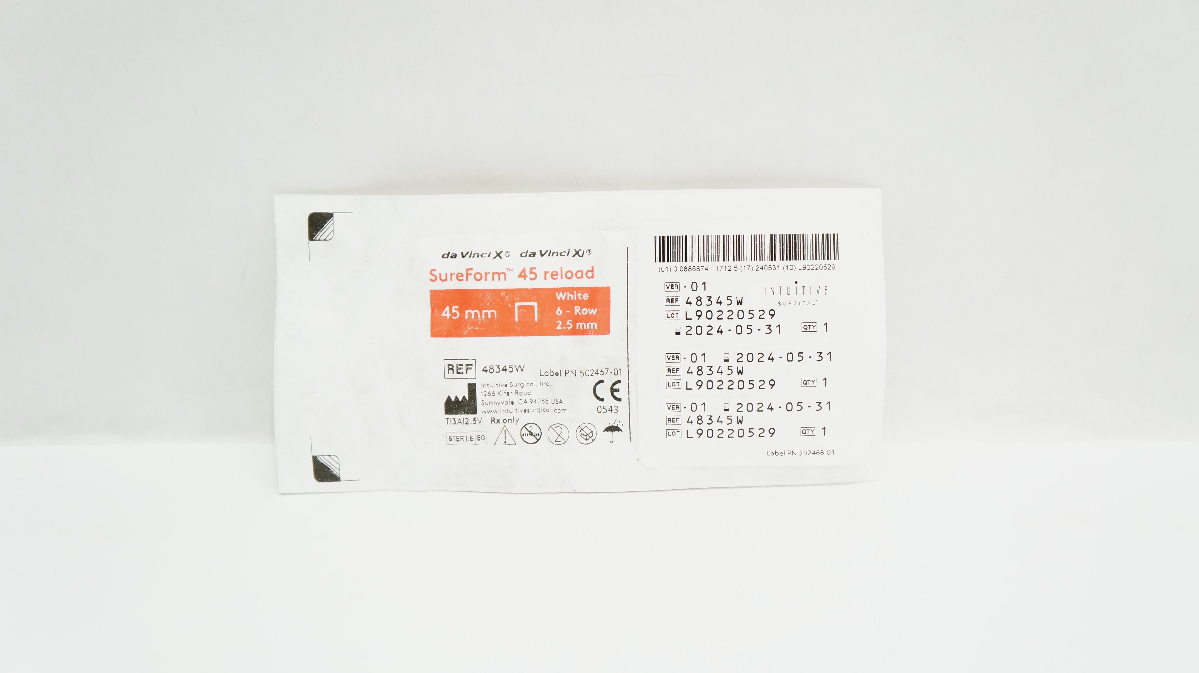 Intuitive Surgical 48345W Da Vinci Xi SureForm 45mm Reload 6 Row 2.5mm