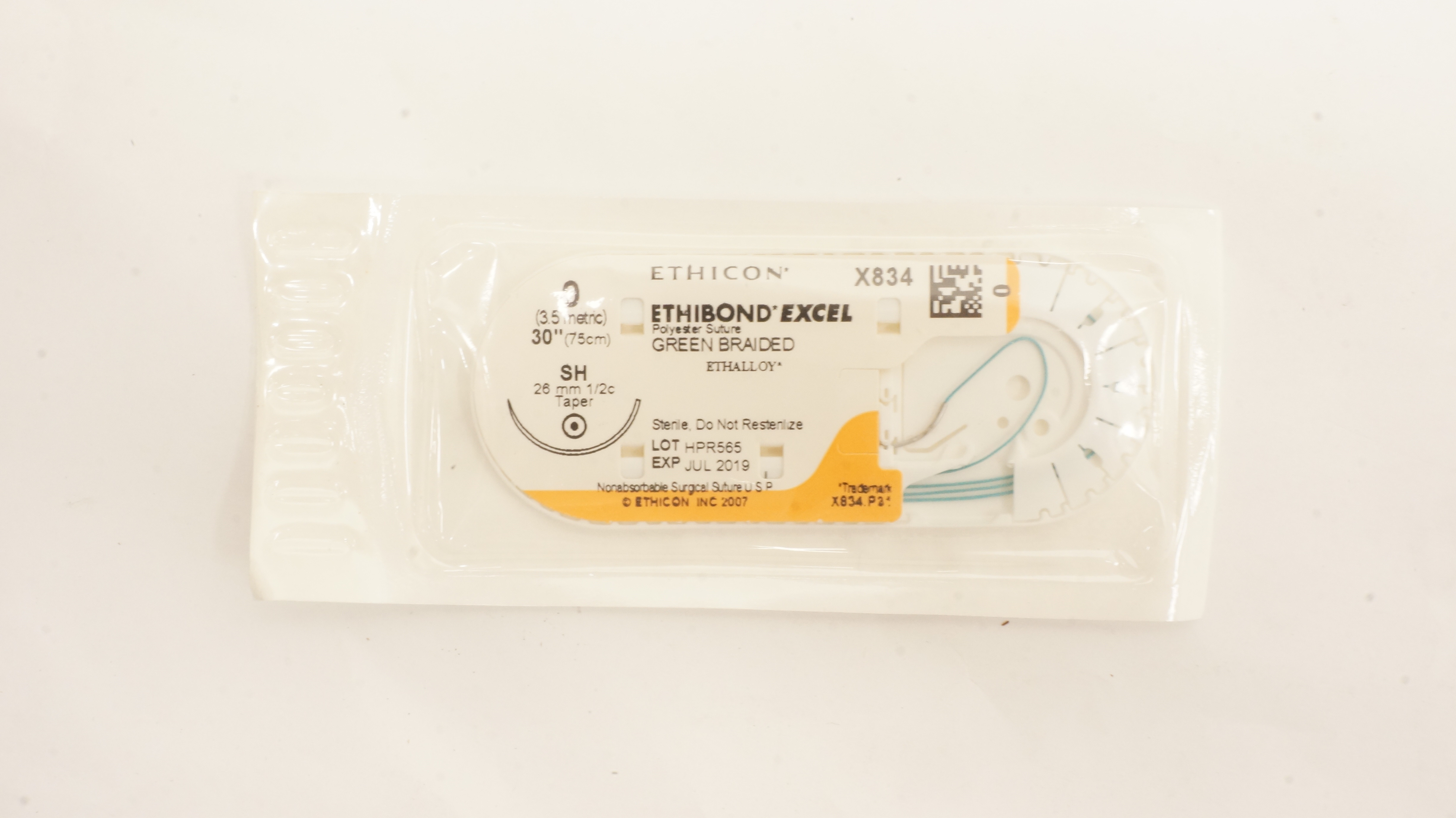 Ethicon X834 0 ETHIBOND EXCEL Polyester Stre SH 26mm 1/2c Taper, 30inch (x)