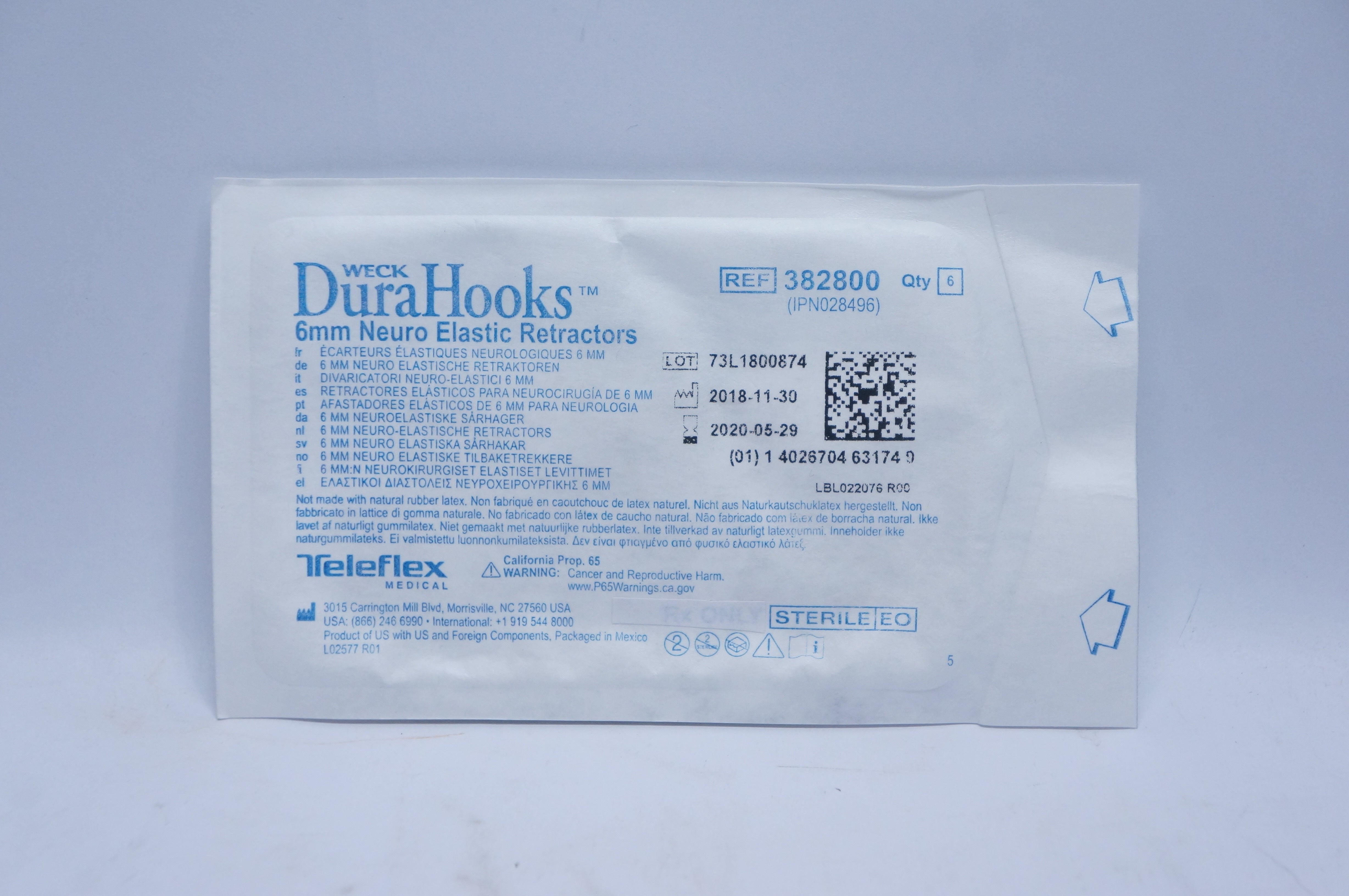 Teleflex 3582800 Dura Hooks 6mm Neuro Elastic Retractors (x)