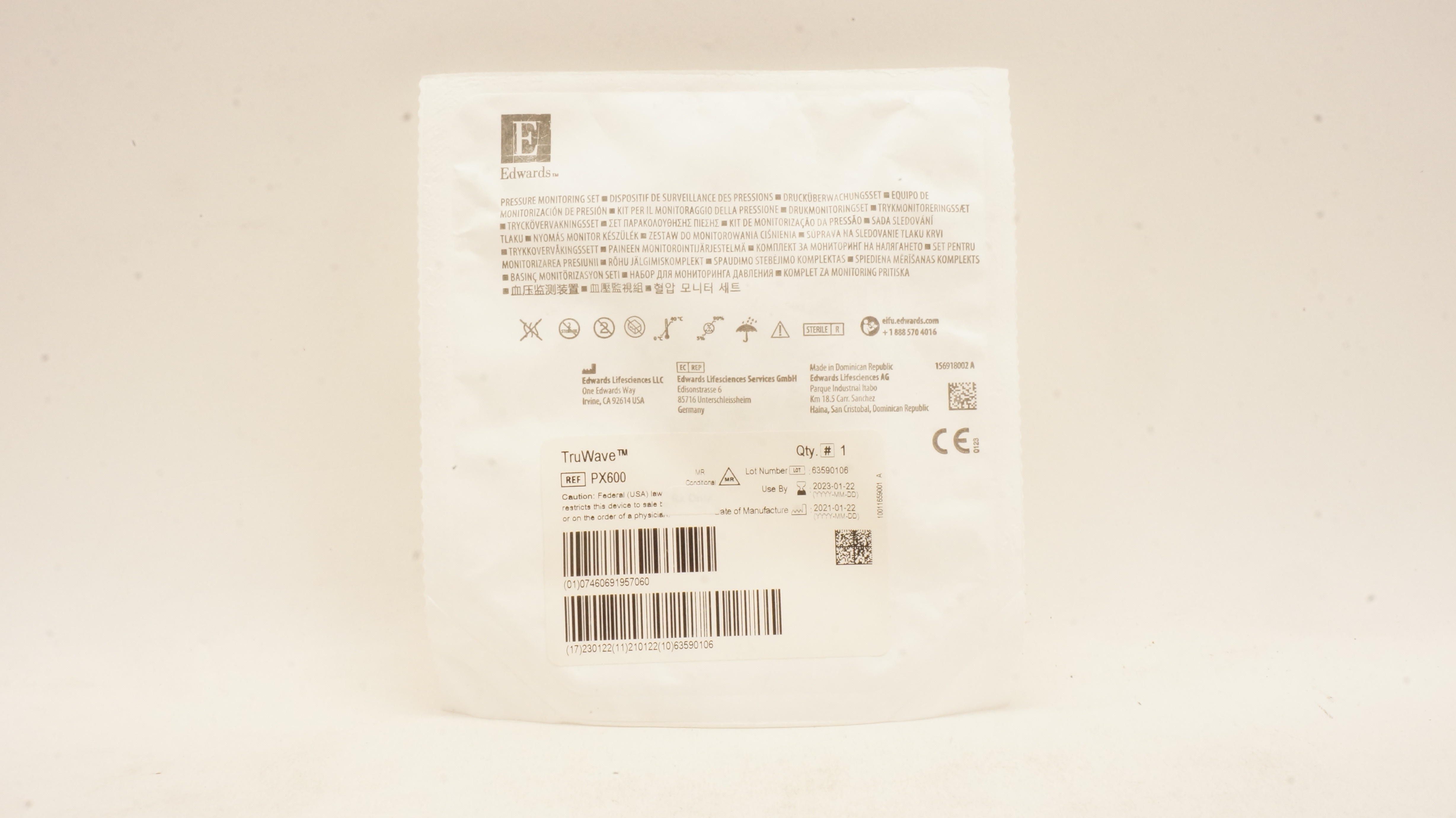 Edwards Lifesciences PX600I TruWave Pressure Monitoring Set