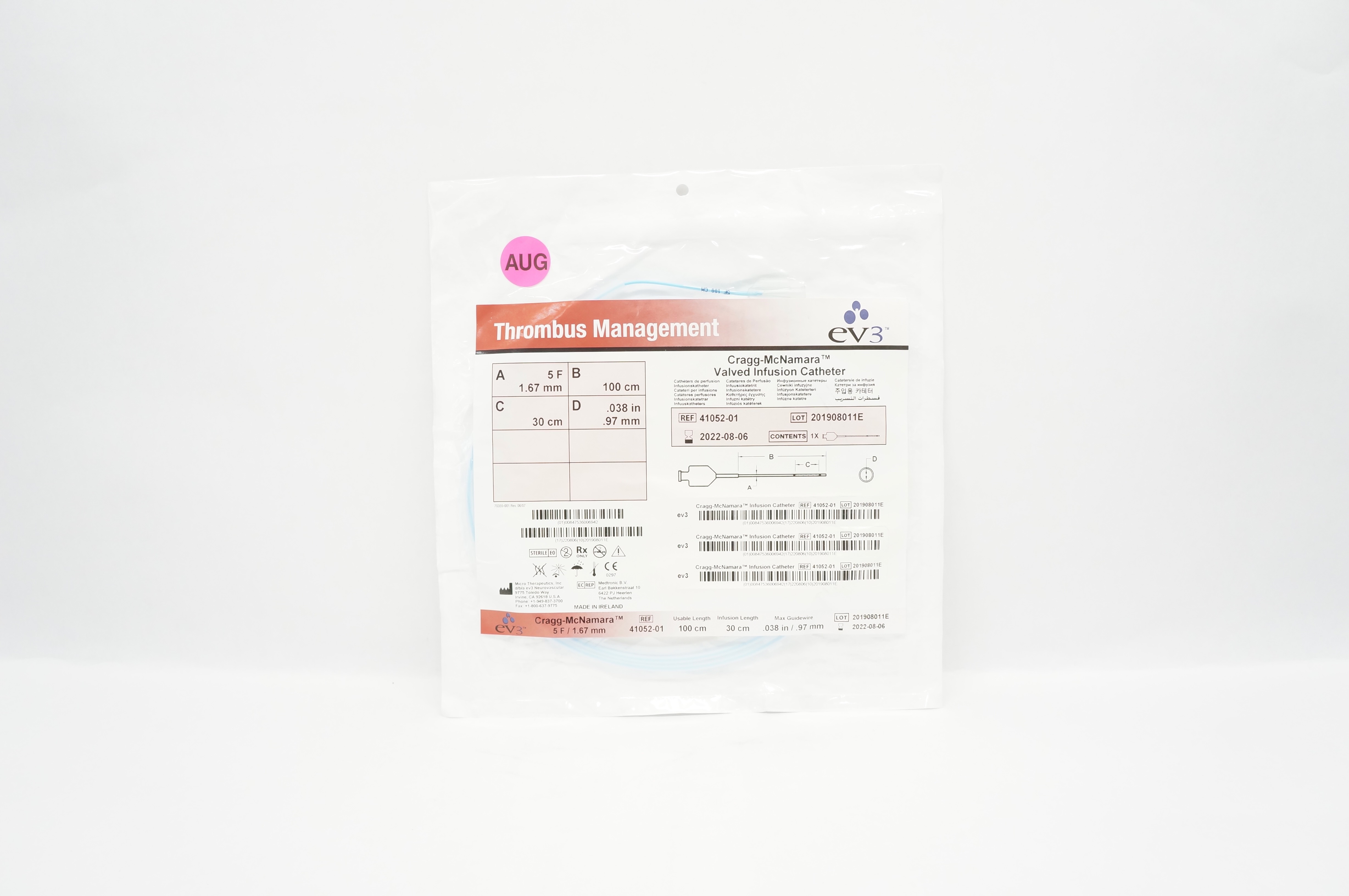 ev3 Neurovascular 41052-01 Cragg-McNamara Valved Infusion Cath. 5F x 1.67mm (x)