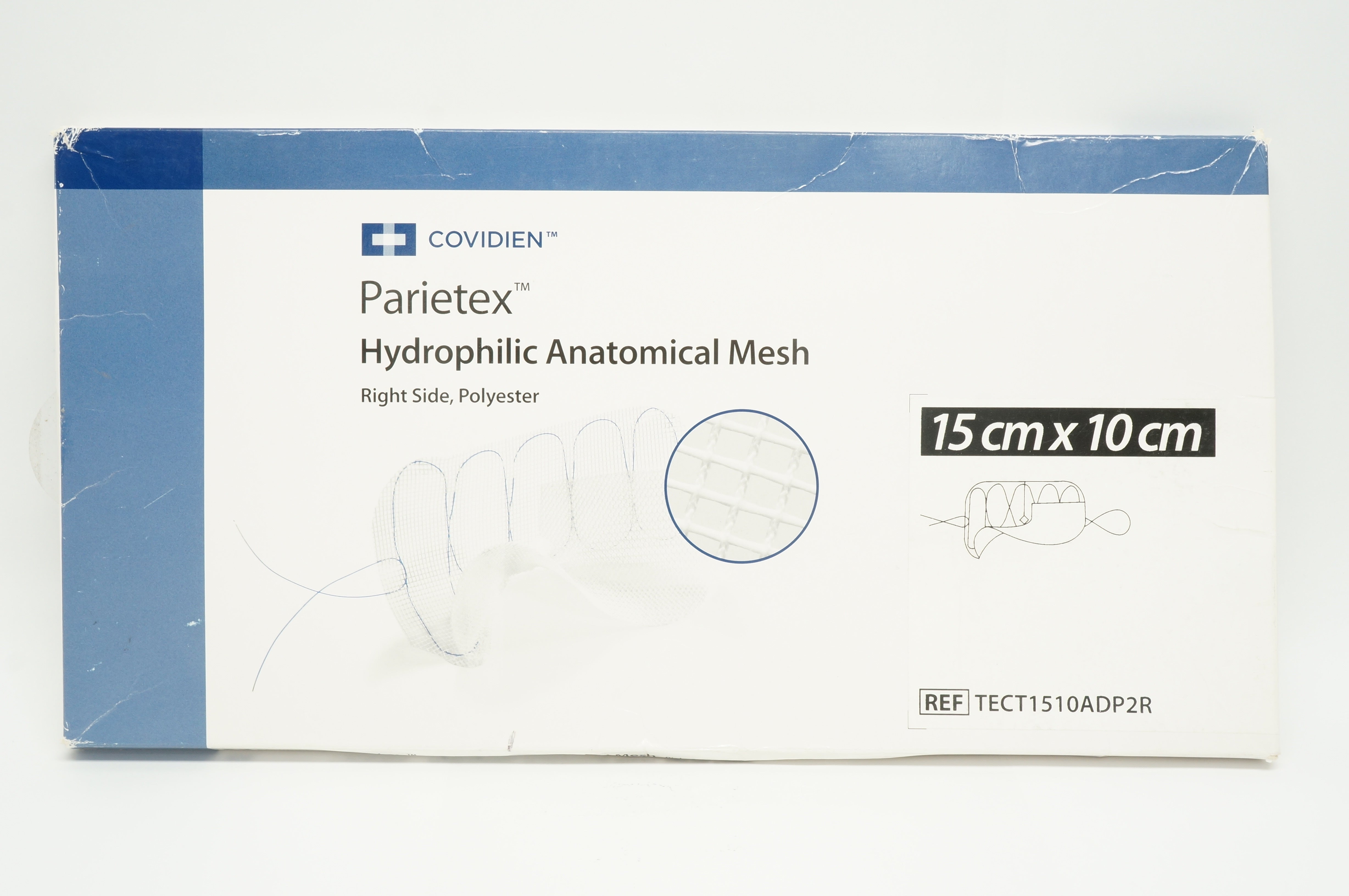 Covidien TECT1510ADP2R Parietex Hydrophilic Mesh Right Side 15cm x 10cm (x)