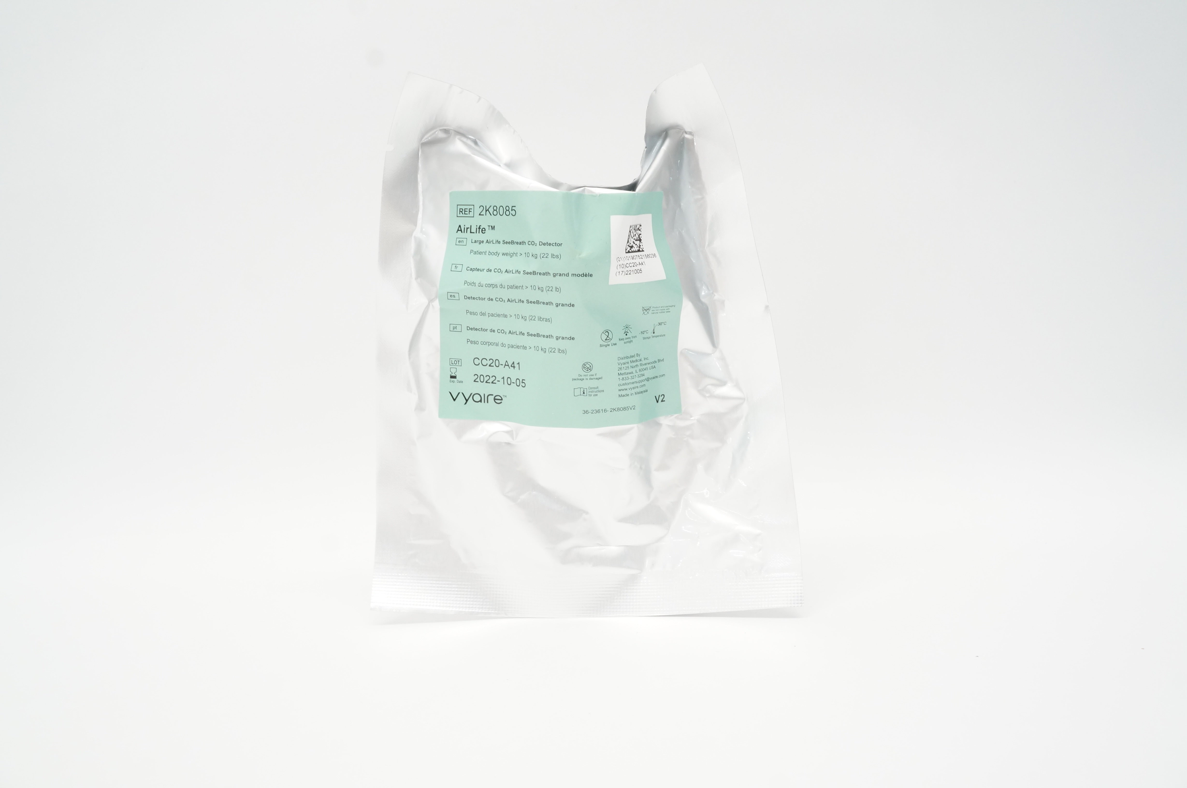 CareFusion 2K8085 AirLife Large SeeBreath CO2 Detector >22lbs