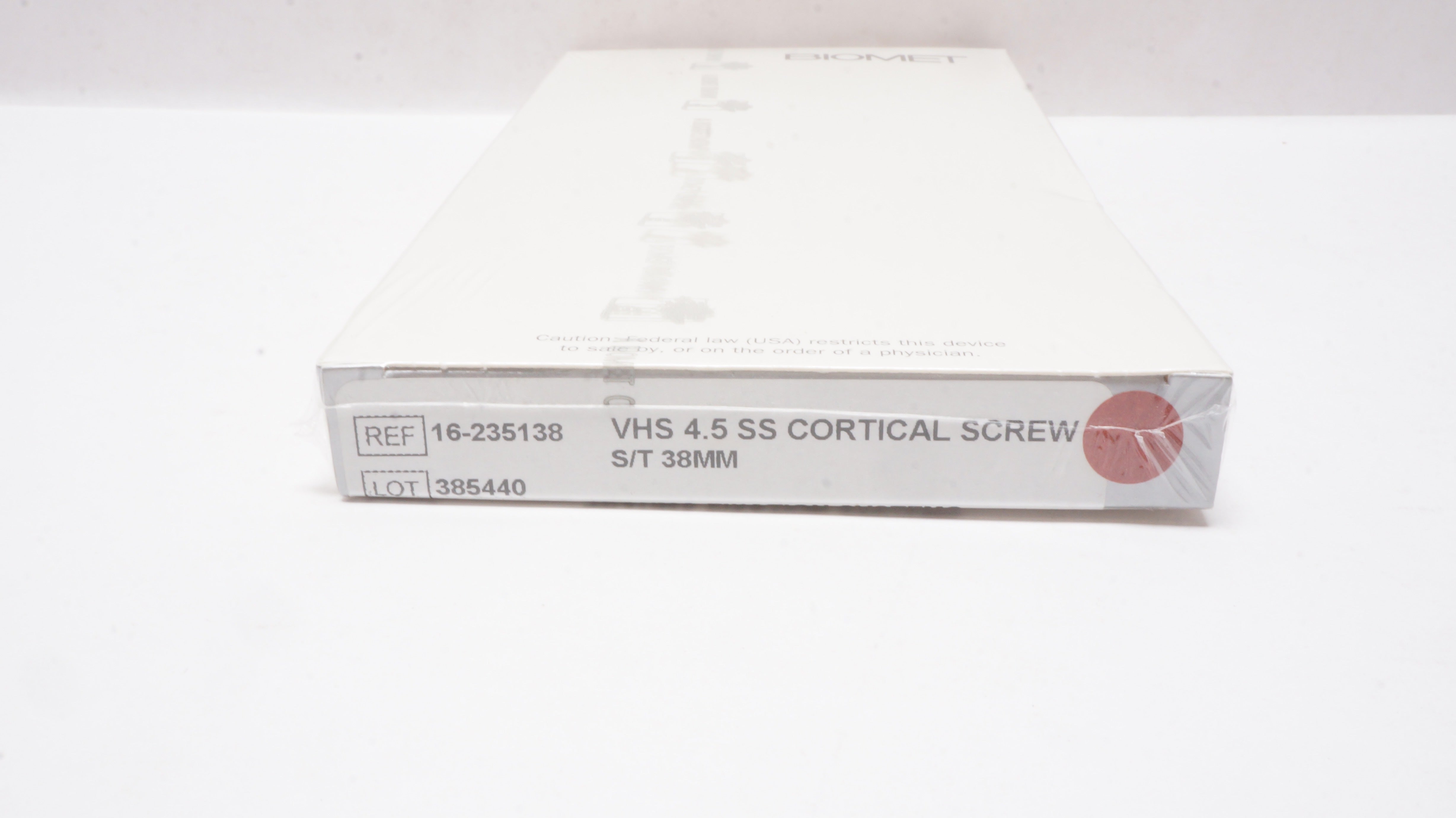 Biomet 16-235138 Trauma Fixation Systems, VHS 4.5 SS Cortical Screw S/T 38mm