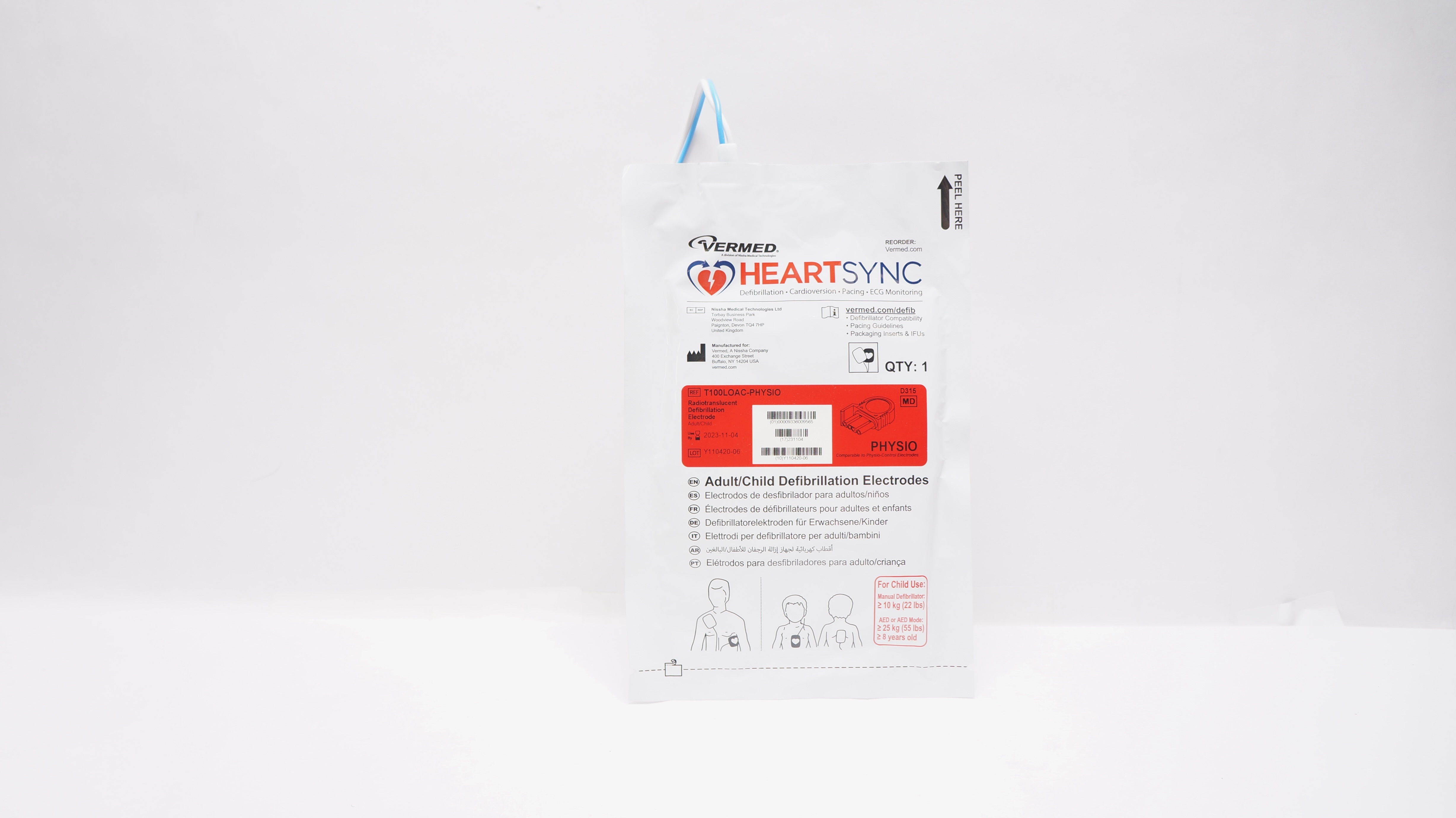 Vermed T100LOAC-PHYSIO HeartSync Adult/Child Defibrillation Electrode (x)