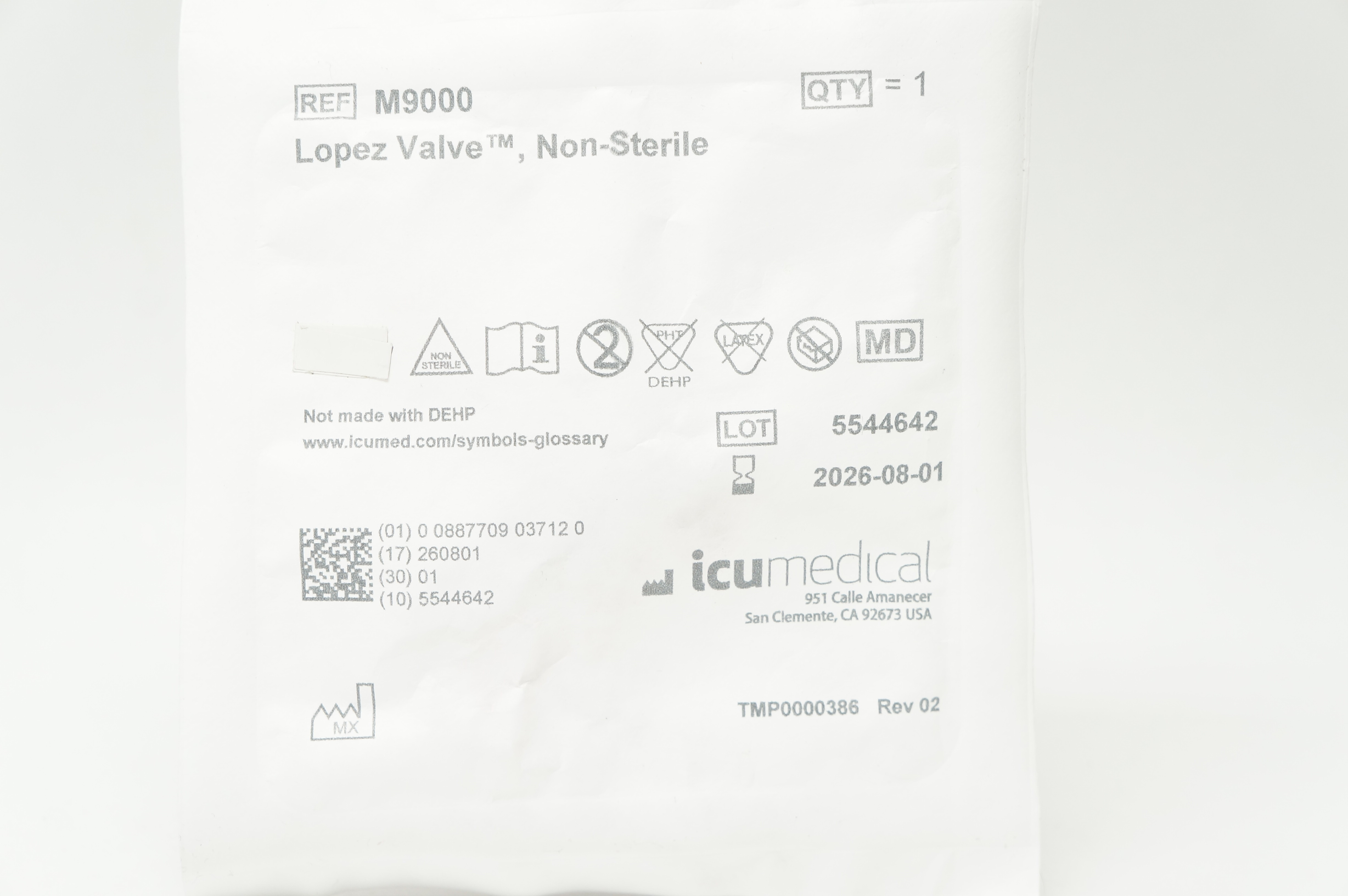 ICU Medical M9000 Lopez Valve, Non-Sterile