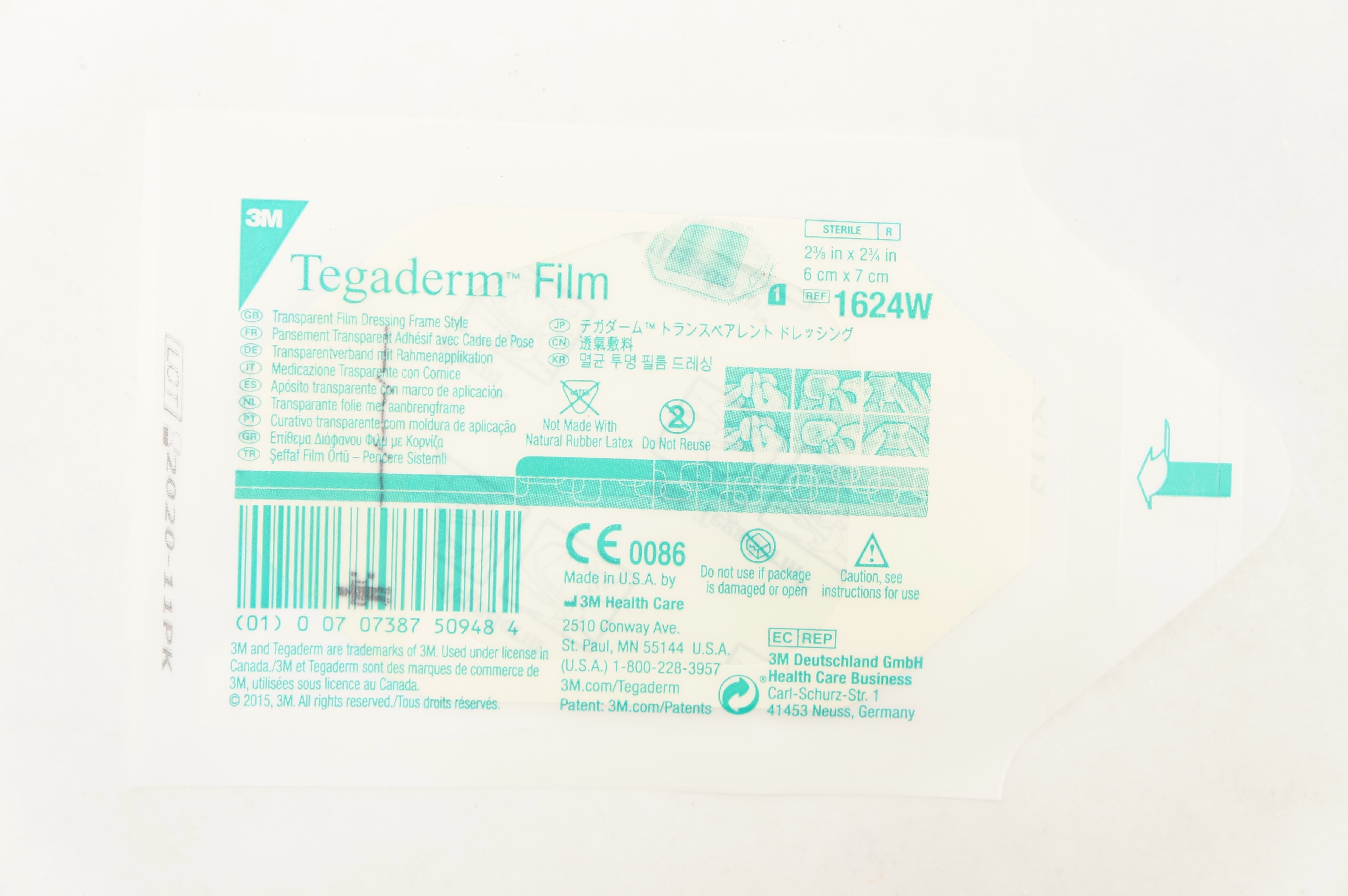 3M 1624W Tegaderm Transparent Film Dressing Frame 2-3/8 x 2-3/4inch (x)