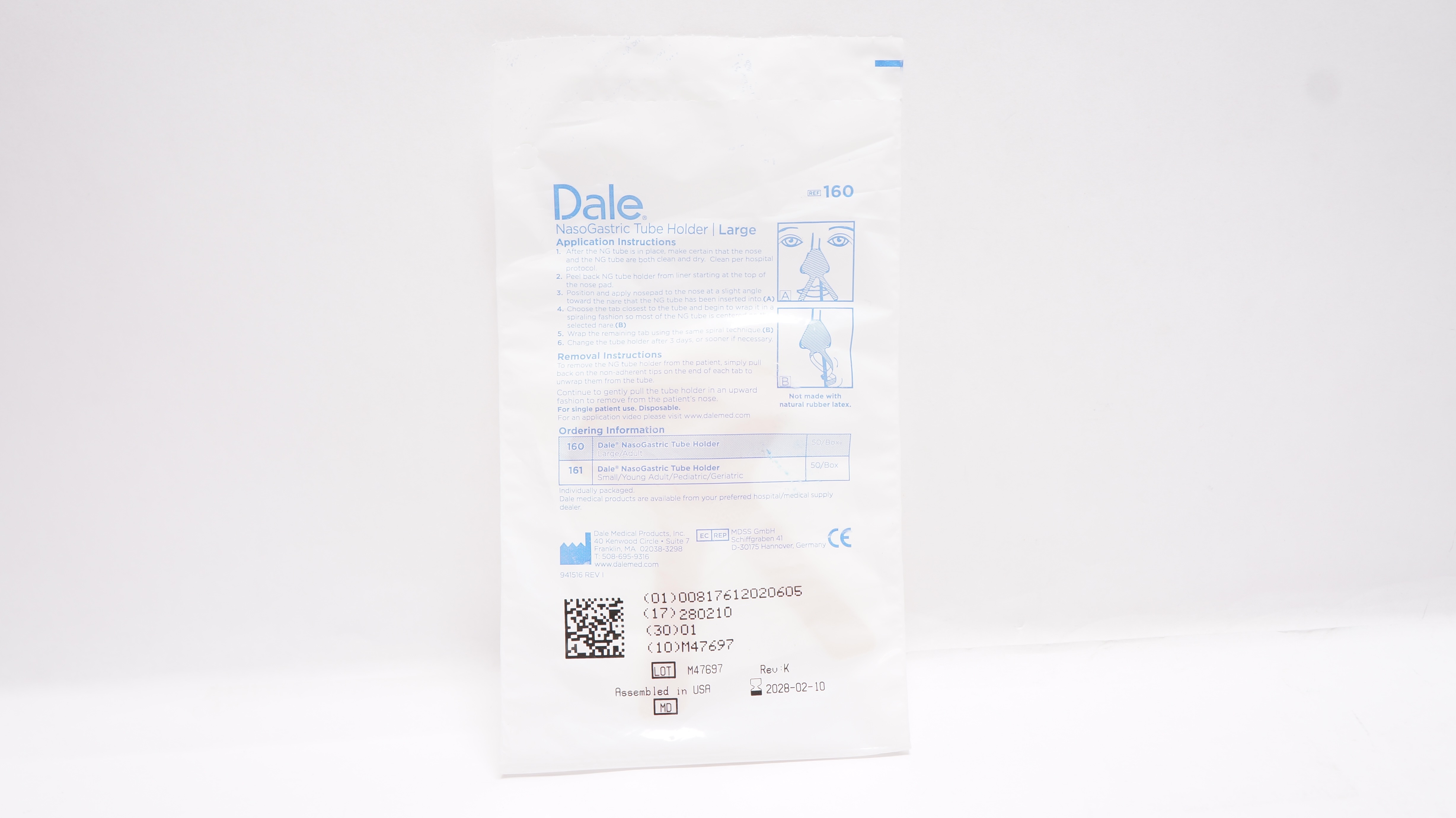 Dale 160 NasoGastric Tube Holder, Large