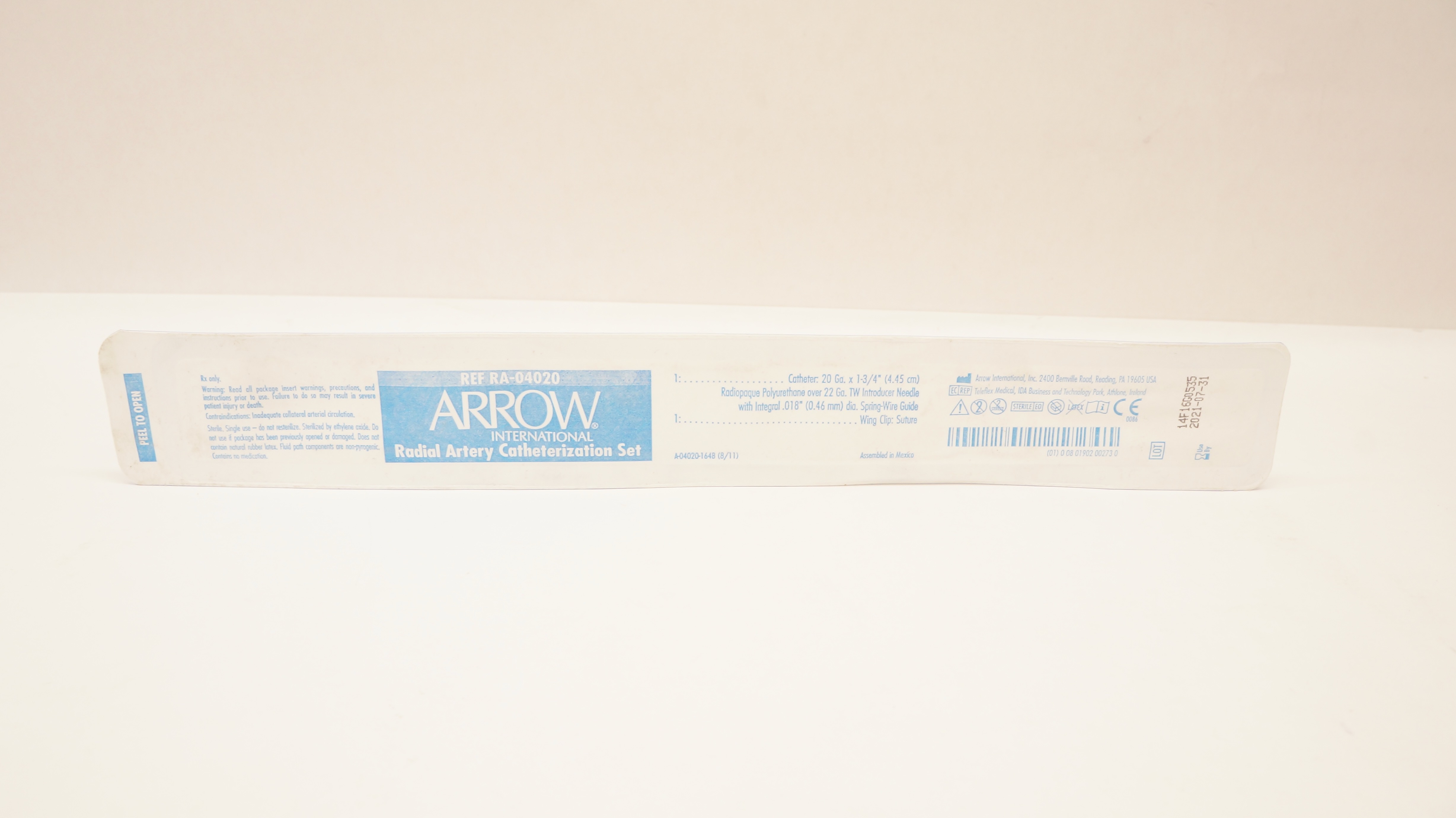 Arrow RA-04020 Radial Artery Catheterization Set 20Ga x 1-3/4inch (x)