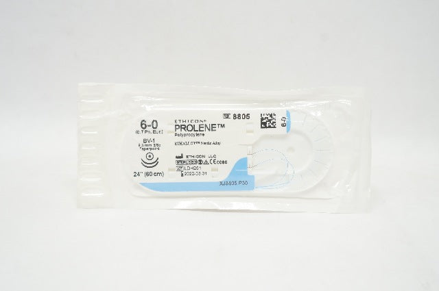 Ethicon 8805 6-0 Prolene Polypropylene Stre BV-1 9.3mm 3/8c Taperpoint 24inch(x)
