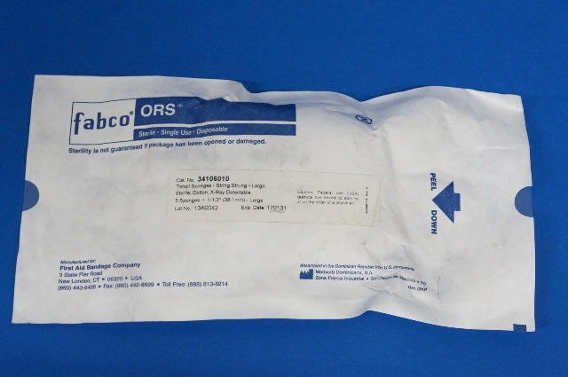 First Aid Bandage Fabco 34106010 Tonsil Sponges 1-1/2inch Large